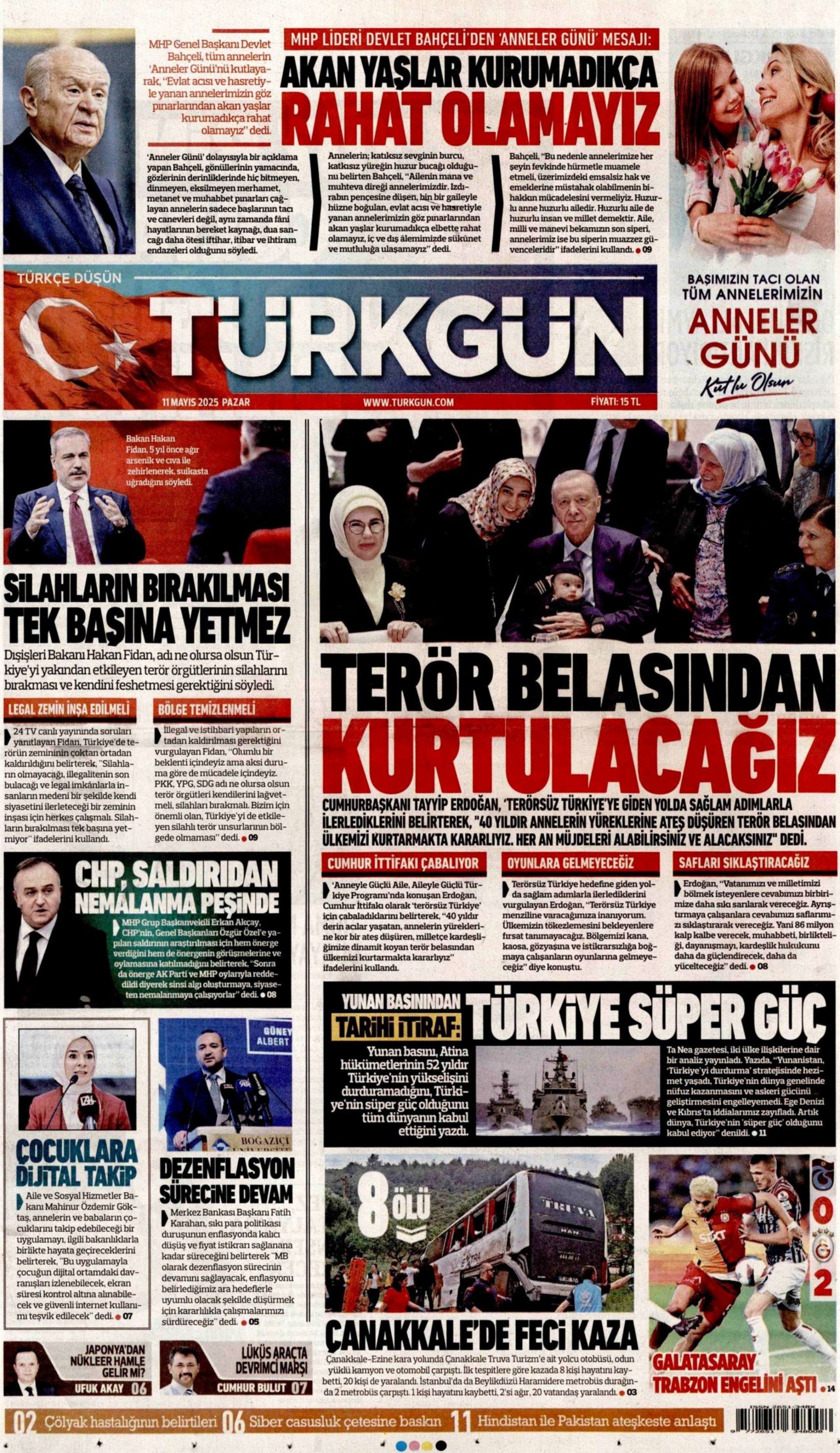 11 Mayıs 2025 gazete manşetleri... Erdoğan, terör örgütü PKK'nın sözde kongresi hakkında ilk kez konuştu: Gazeteler nasıl gördü?