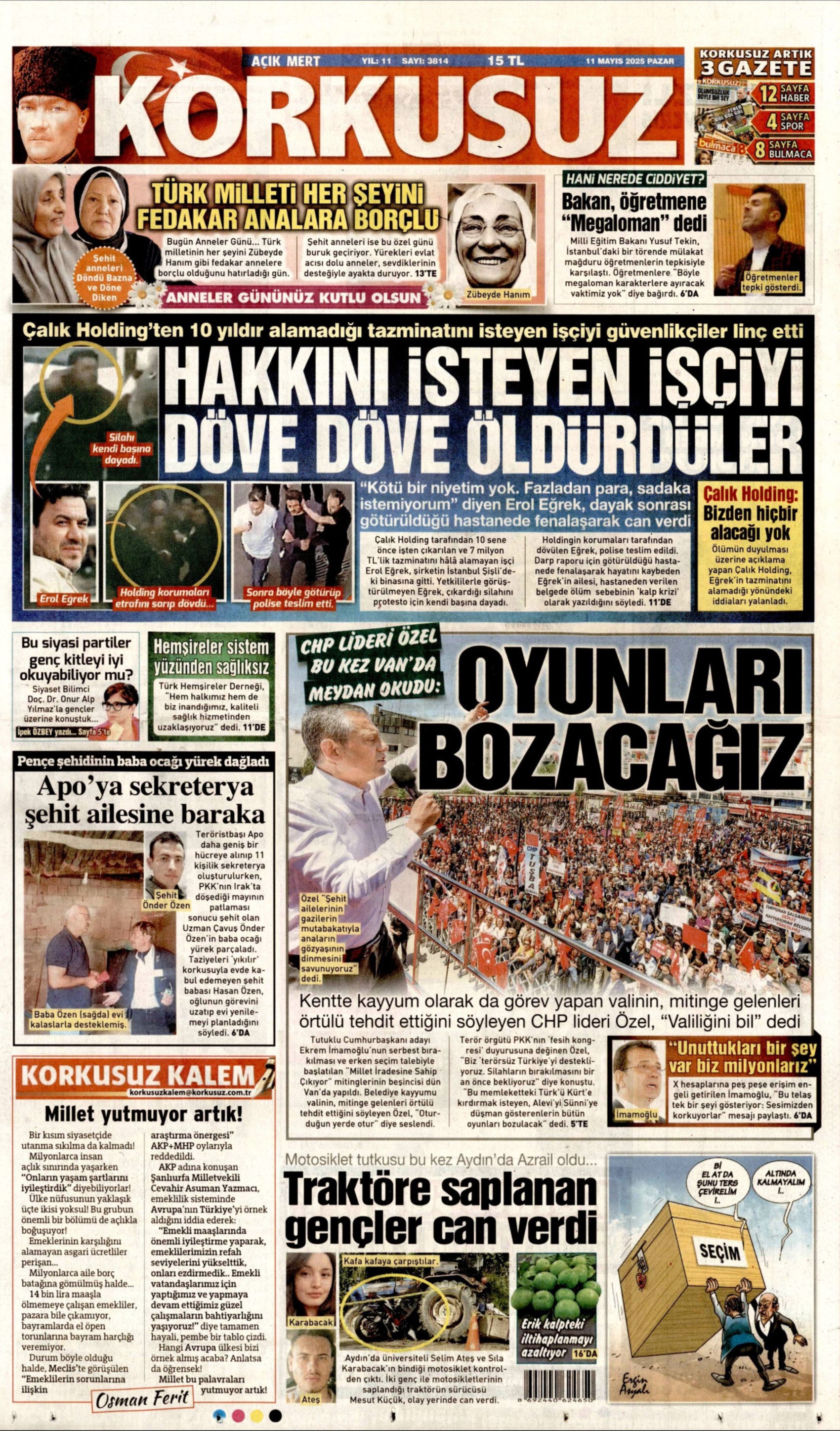 11 Mayıs 2025 gazete manşetleri... Erdoğan, terör örgütü PKK'nın sözde kongresi hakkında ilk kez konuştu: Gazeteler nasıl gördü?