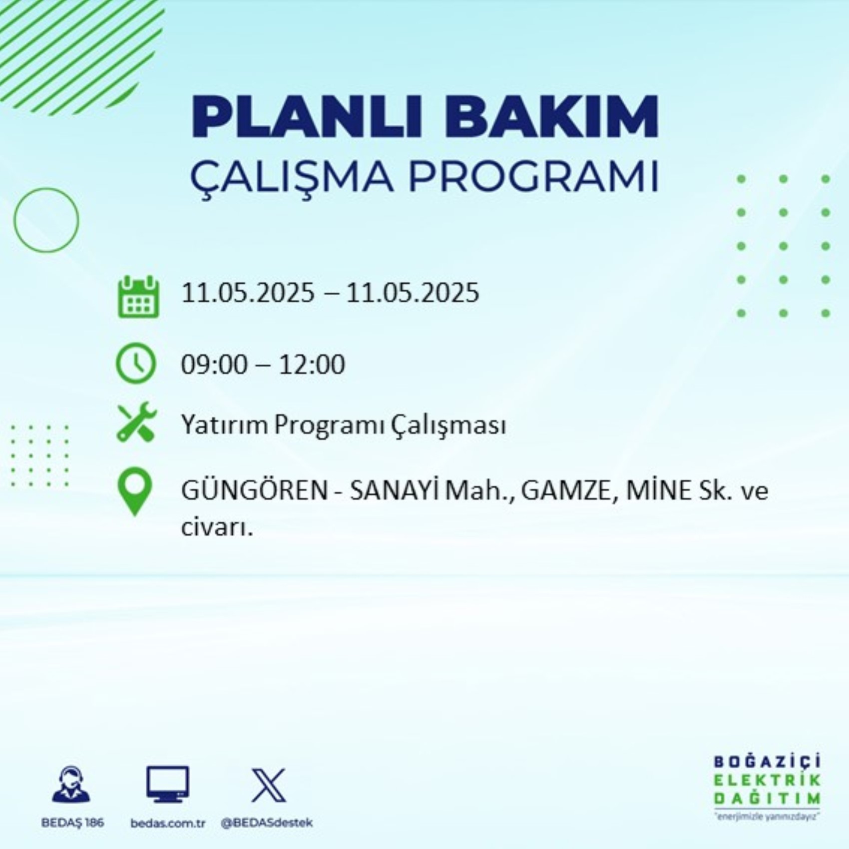 BEDAŞ paylaştı: İstanbul'da 11 Mayıs Pazar günü elektrik kesintisi yaşanacak ilçeler