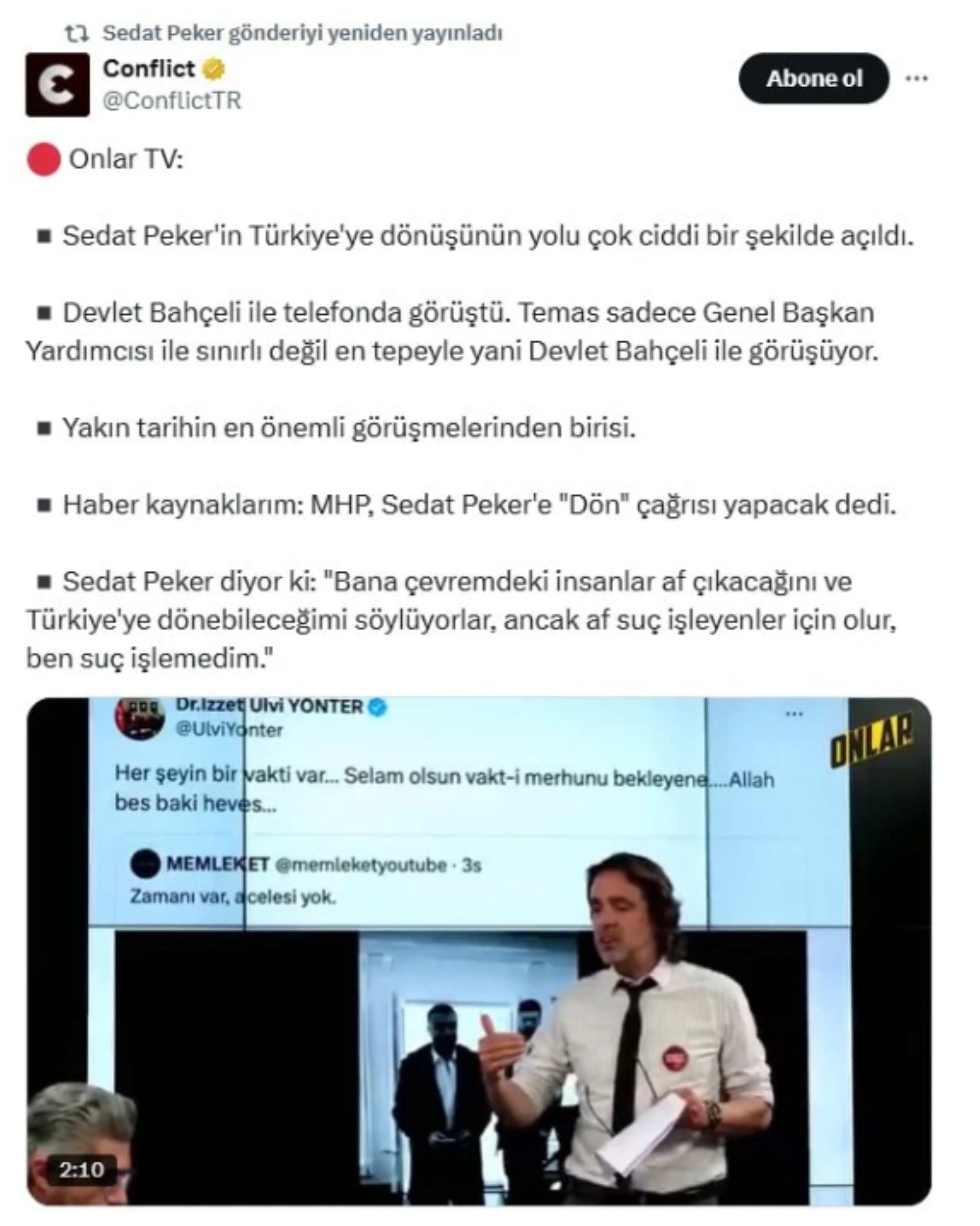 Sedat Peker ve MHP arasında yeni dönem! Türkiye'ye dönüş sinyali geldi