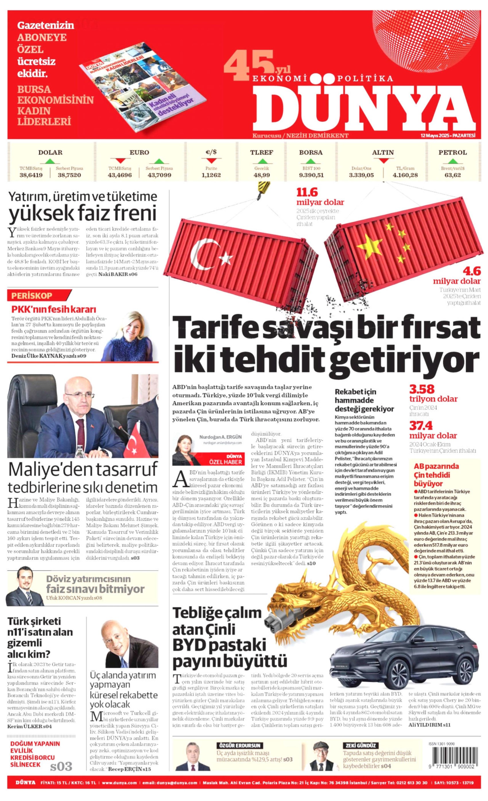 12 Mayıs 2025 gazete manşetleri