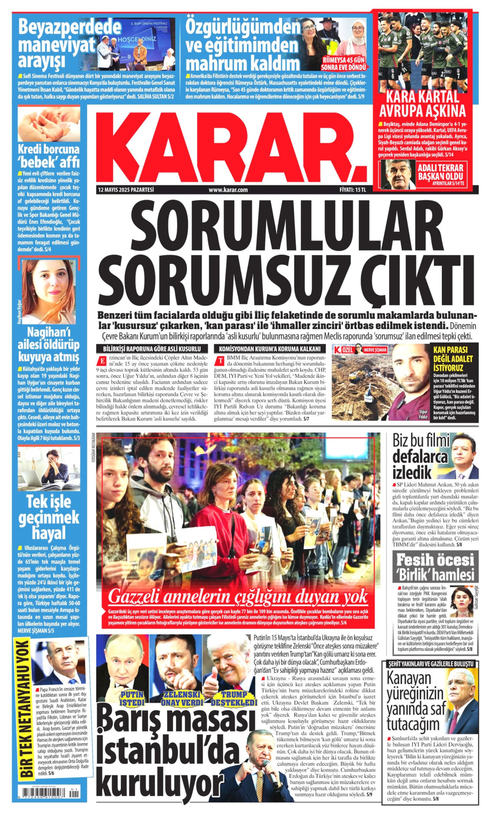 12 Mayıs 2025 gazete manşetleri