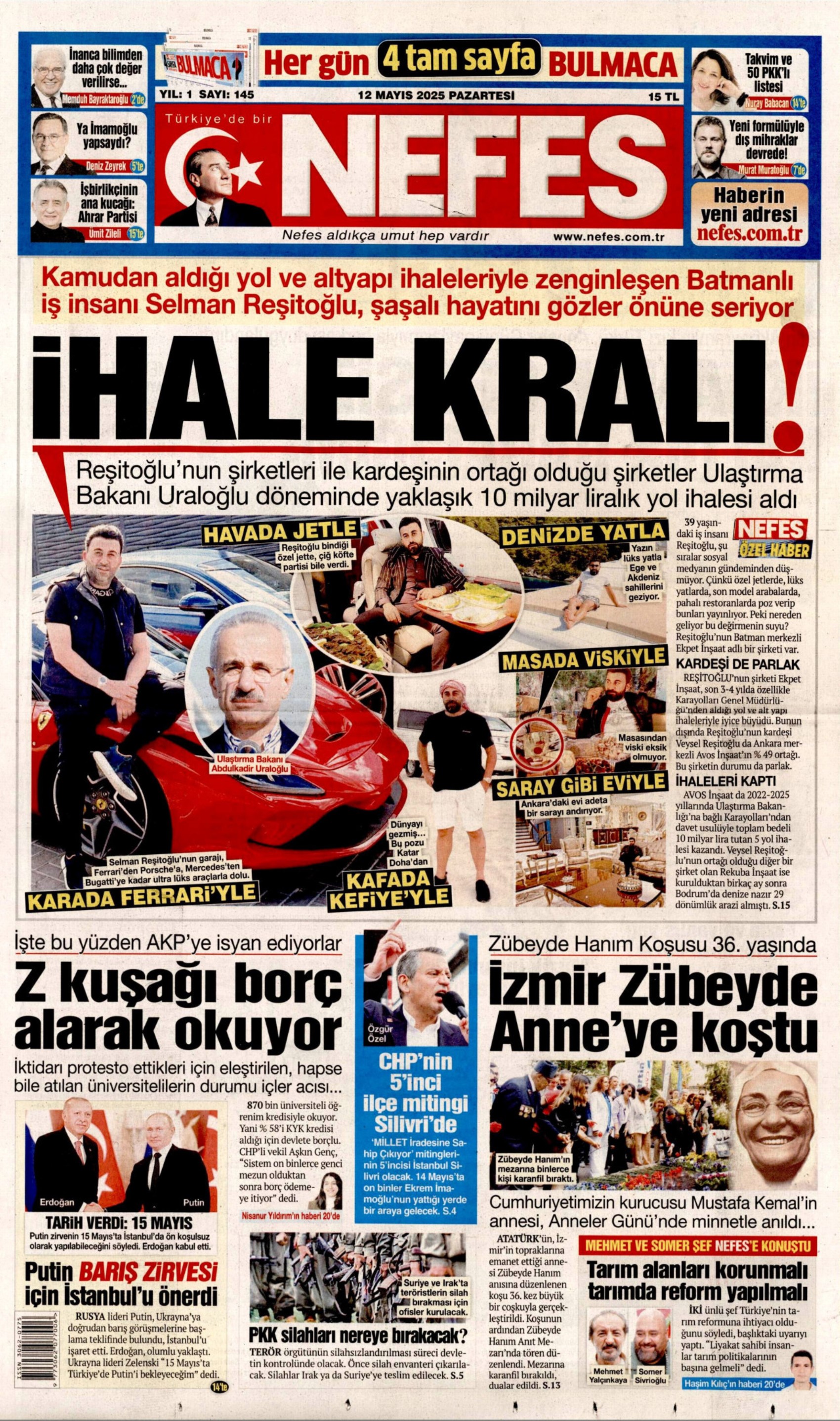 12 Mayıs 2025 gazete manşetleri