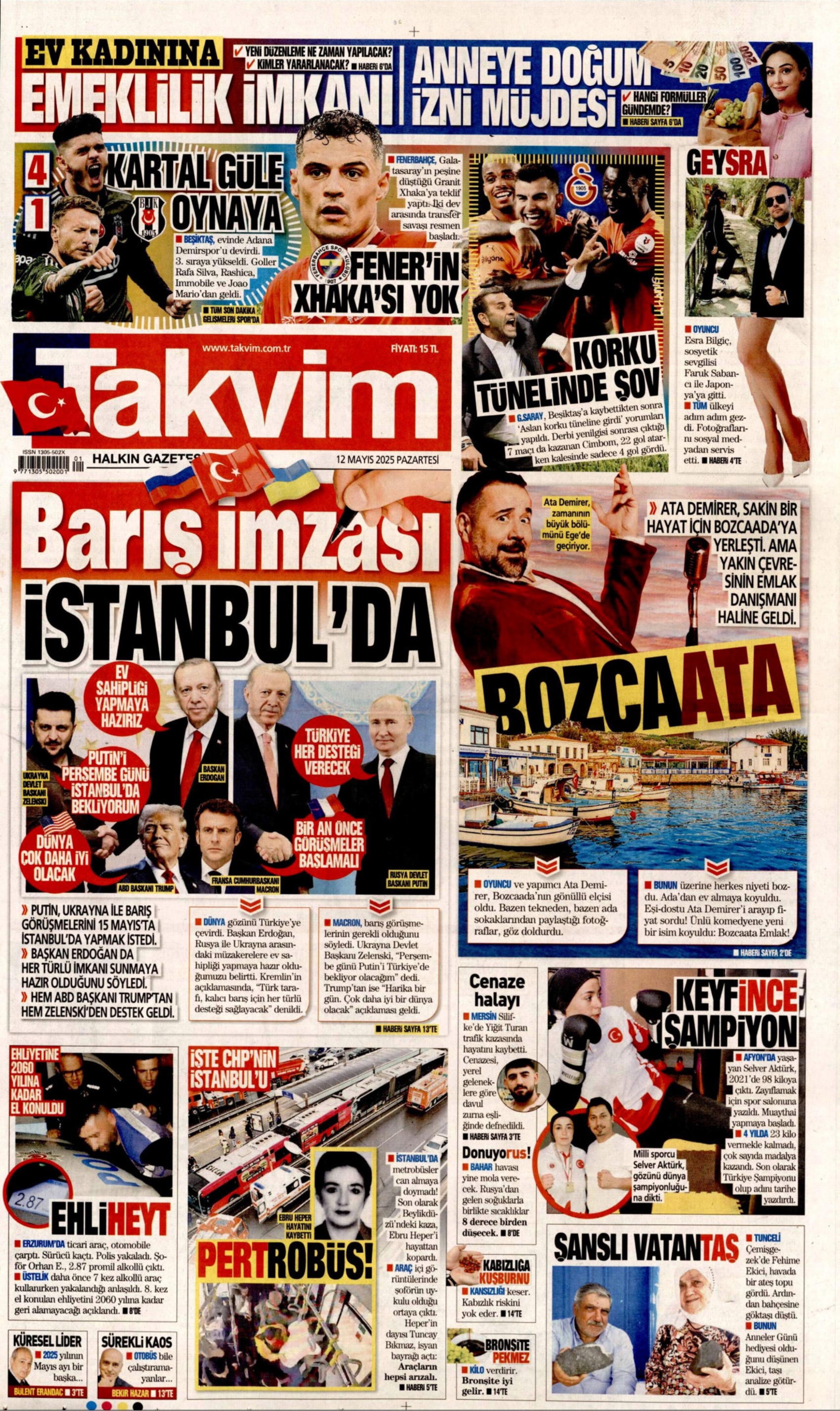 12 Mayıs 2025 gazete manşetleri
