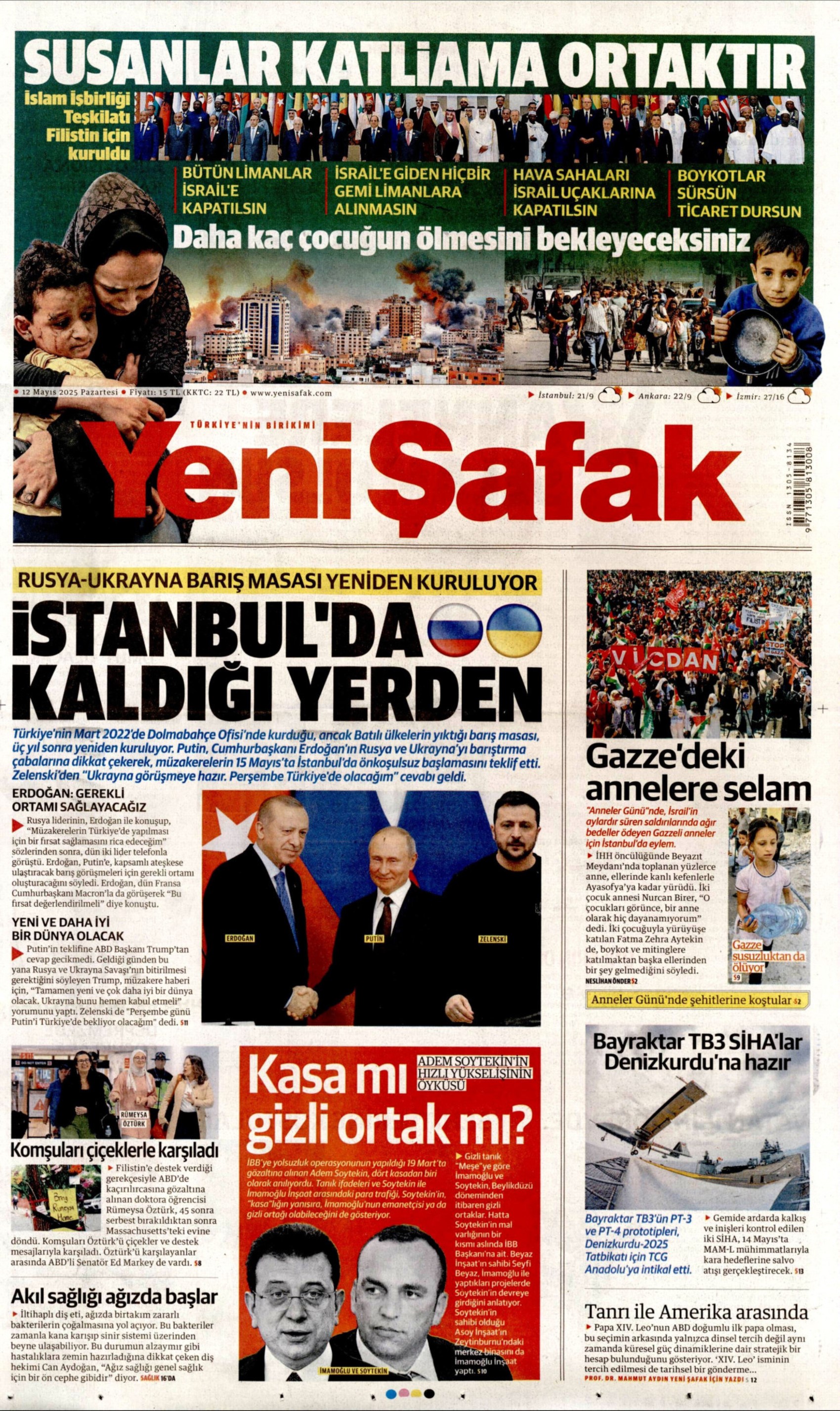 12 Mayıs 2025 gazete manşetleri
