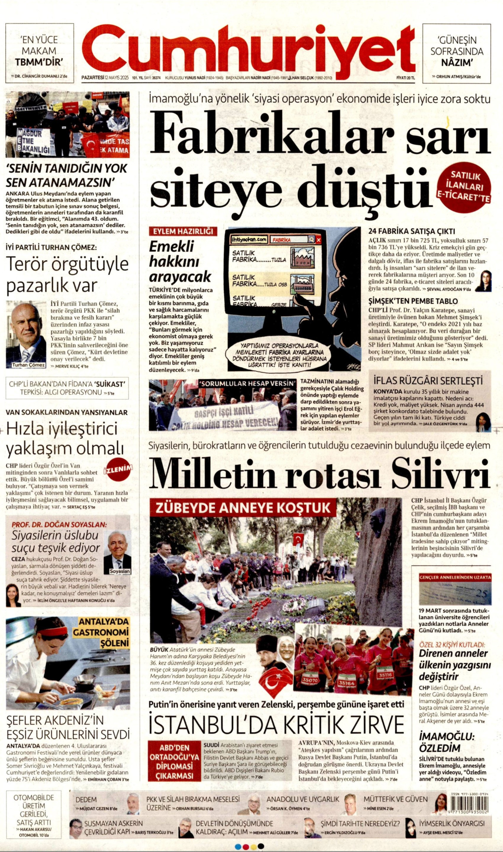 12 Mayıs 2025 gazete manşetleri