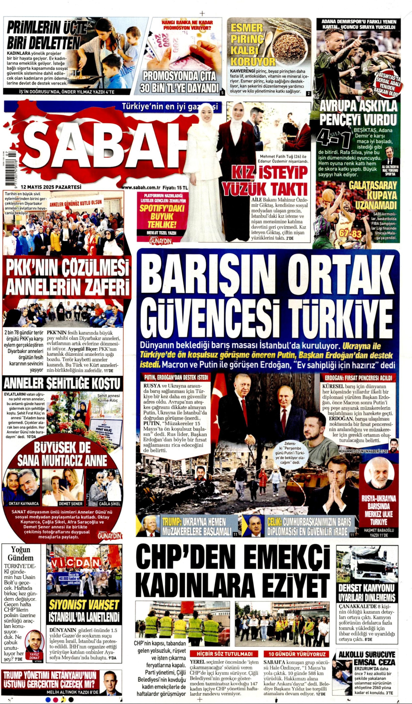 12 Mayıs 2025 gazete manşetleri