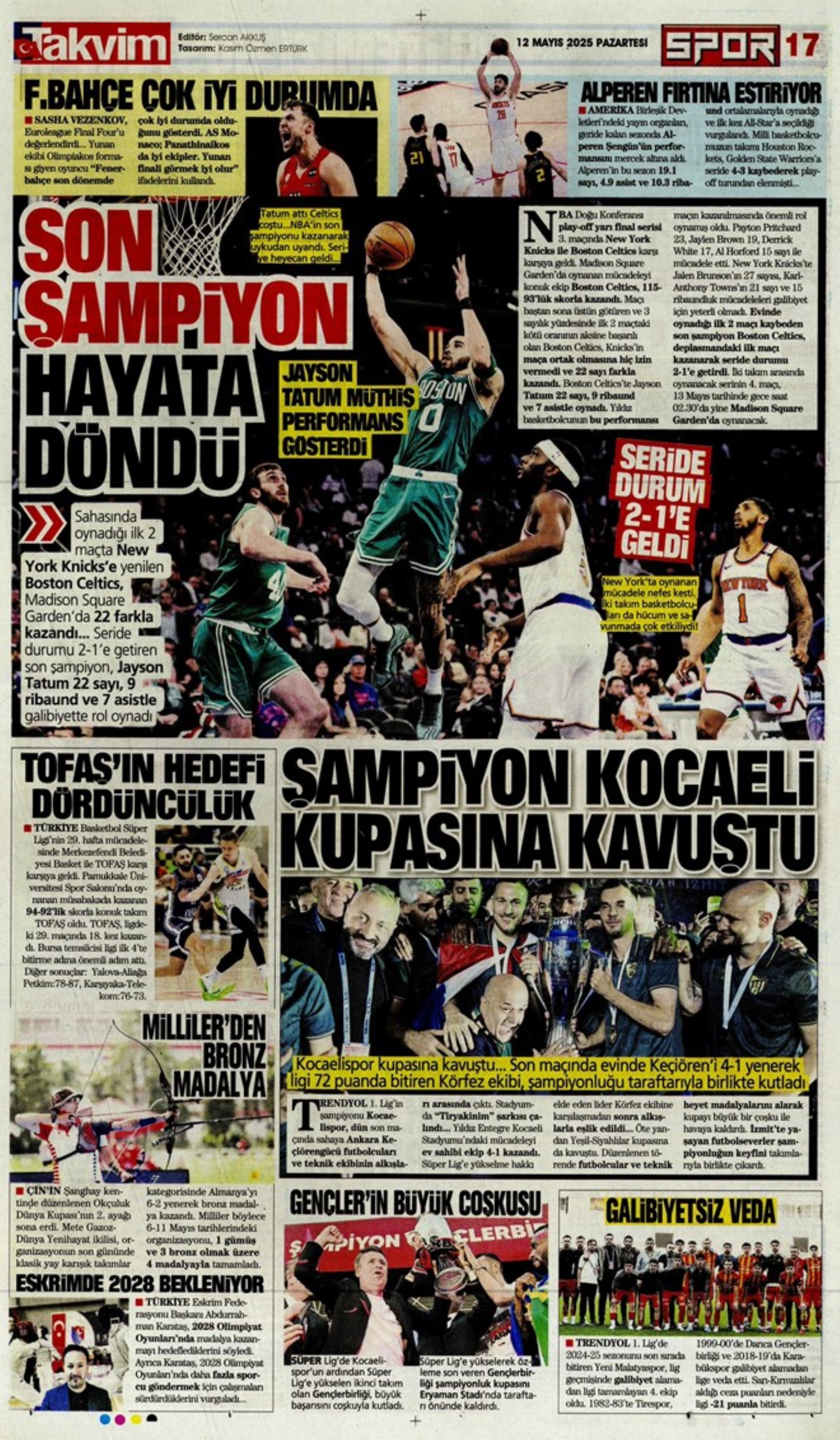 Sporda günün manşetleri: Fenerbahçe'nin yeni golcüsü belli oluyor