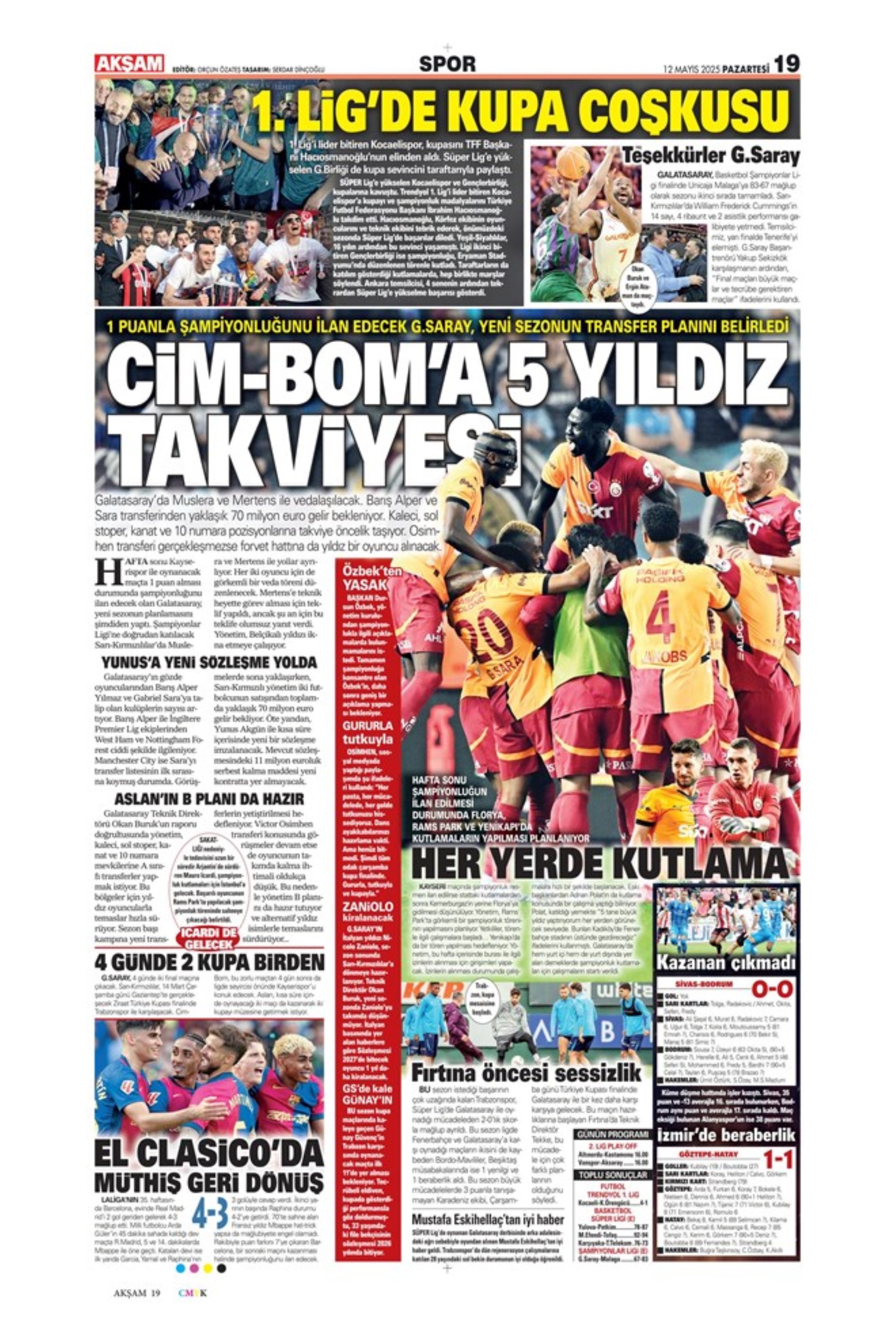 Sporda günün manşetleri: Fenerbahçe'nin yeni golcüsü belli oluyor