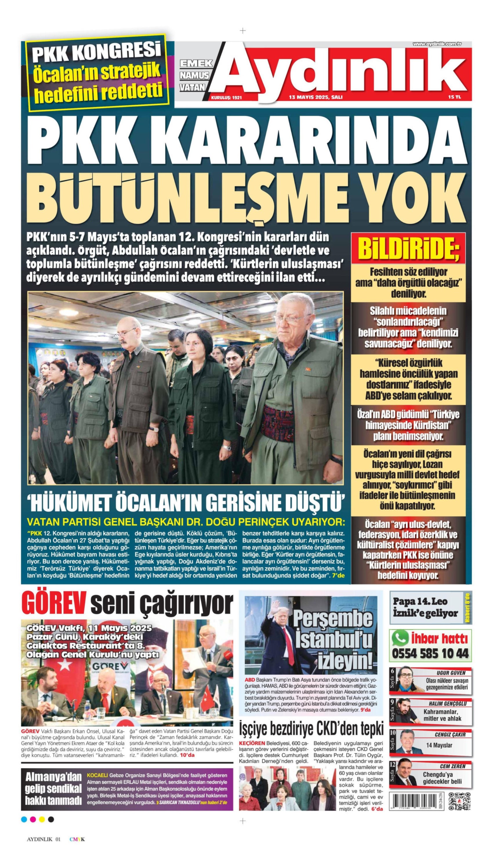 13 Mayıs 2025 gazete manşetleri: Gazeteler, terör örgütü PKK'nın fesih açıklamasını nasıl gördü?