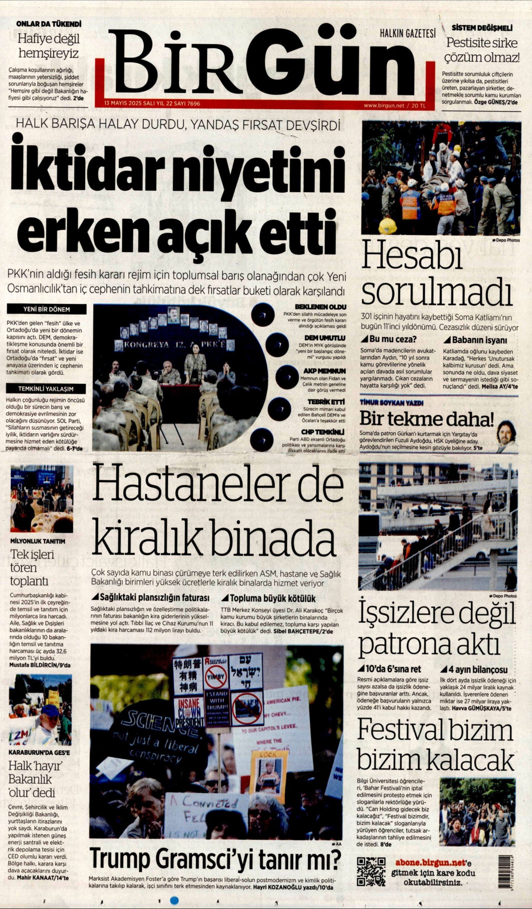 13 Mayıs 2025 gazete manşetleri: Gazeteler, terör örgütü PKK'nın fesih açıklamasını nasıl gördü?