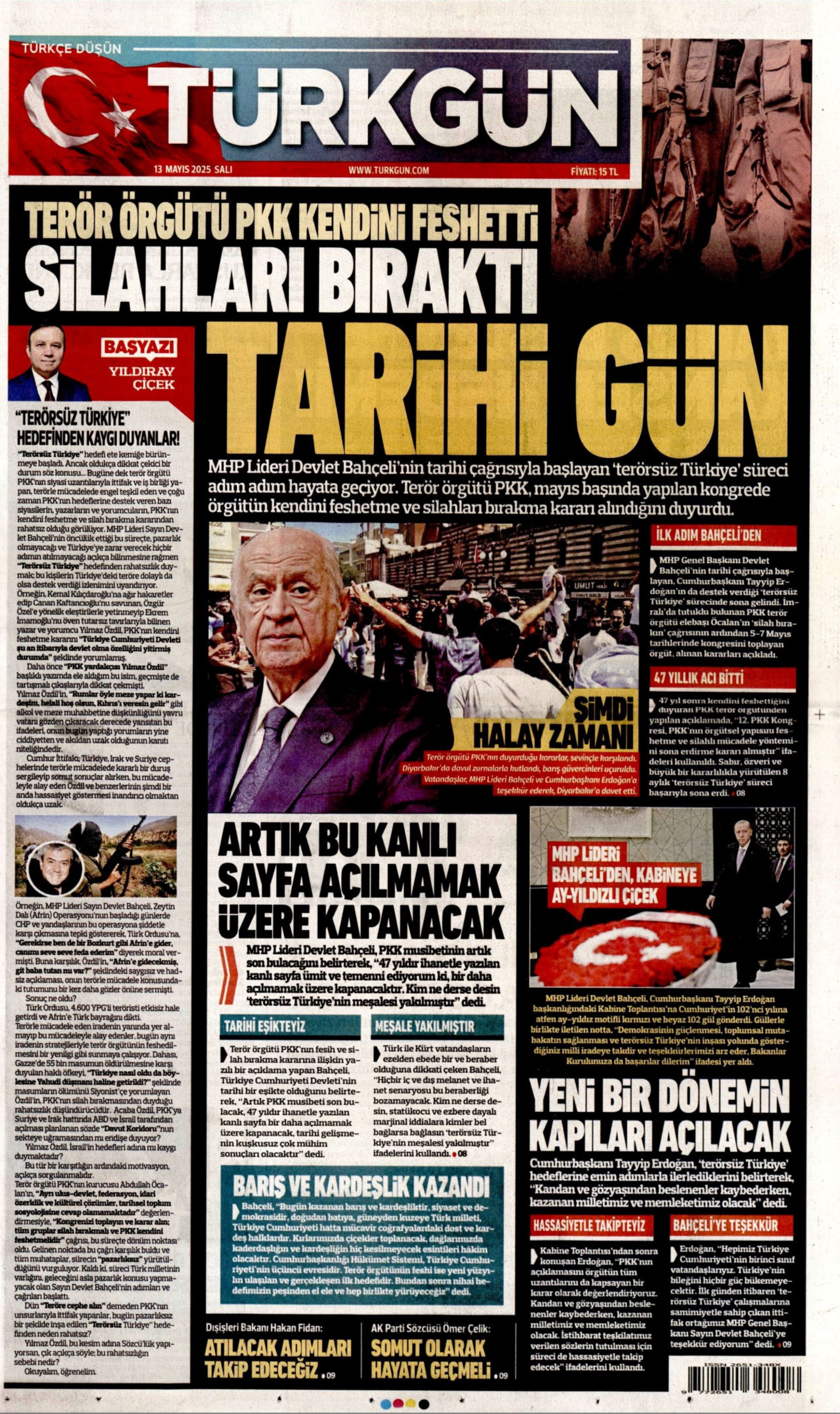13 Mayıs 2025 gazete manşetleri: Gazeteler, terör örgütü PKK'nın fesih açıklamasını nasıl gördü?