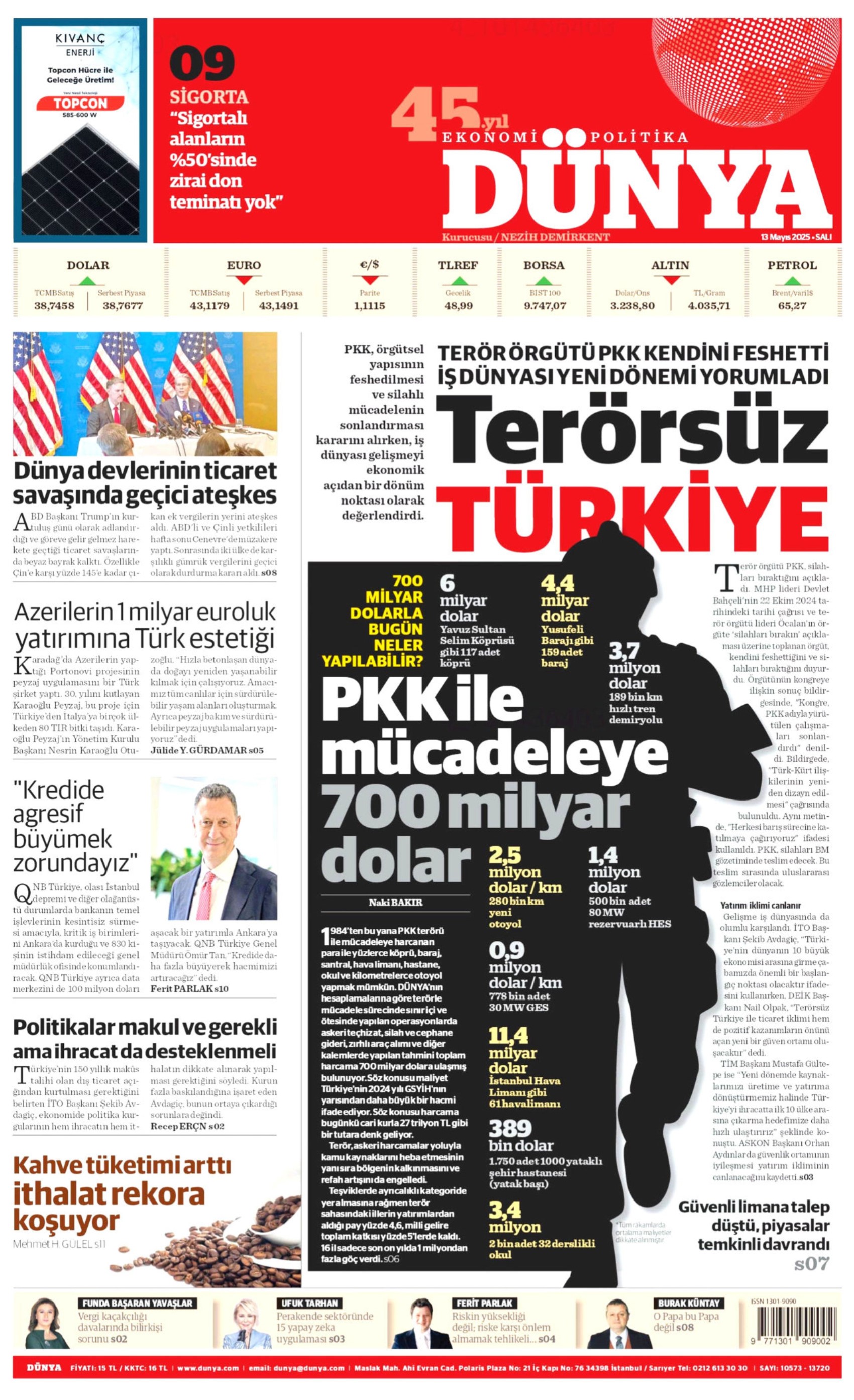 13 Mayıs 2025 gazete manşetleri: Gazeteler, terör örgütü PKK'nın fesih açıklamasını nasıl gördü?