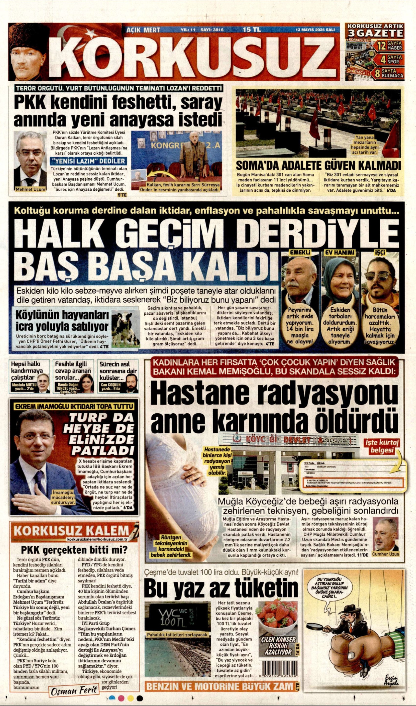13 Mayıs 2025 gazete manşetleri: Gazeteler, terör örgütü PKK'nın fesih açıklamasını nasıl gördü?