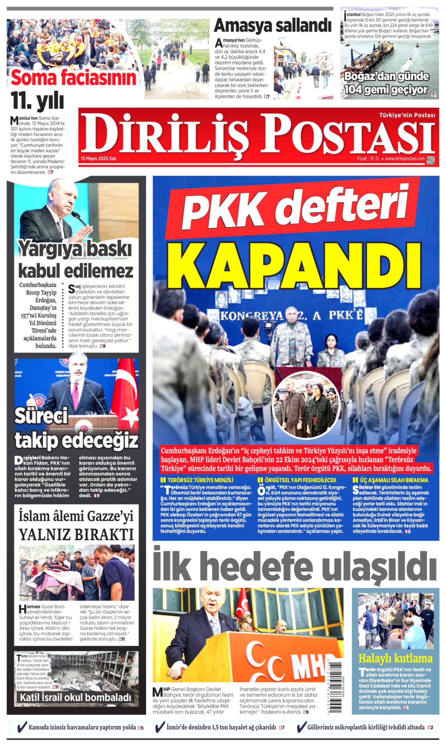 13 Mayıs 2025 gazete manşetleri: Gazeteler, terör örgütü PKK'nın fesih açıklamasını nasıl gördü?