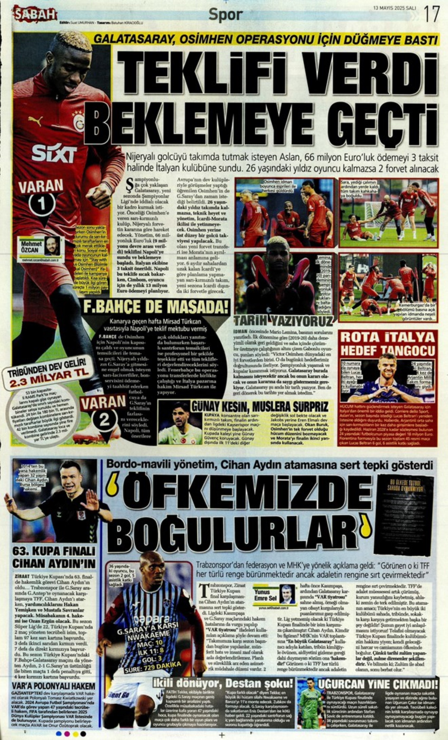 Sporda günün manşetleri: Galatasaray, Napoli ile Osimhen transferi konusunda anlaştı, Fenerbahçe'de gözler PSG'de!