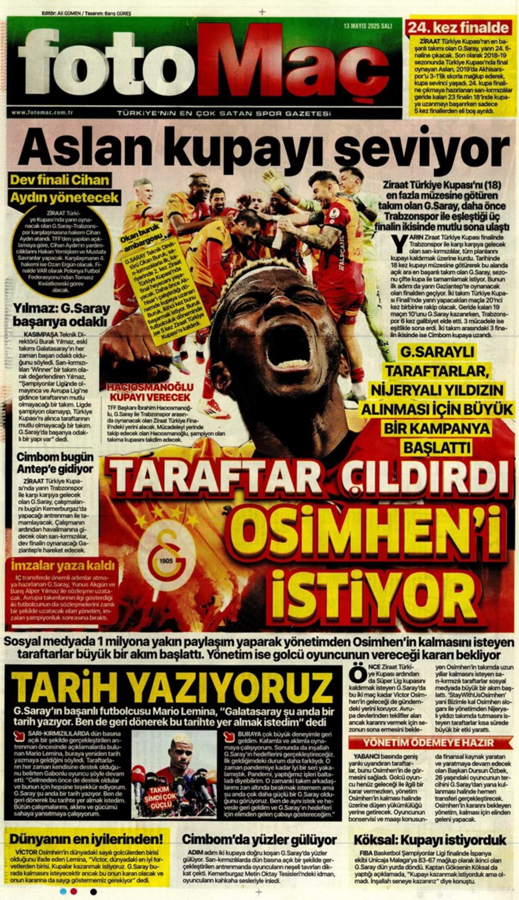 Sporda günün manşetleri: Galatasaray, Napoli ile Osimhen transferi konusunda anlaştı, Fenerbahçe'de gözler PSG'de!