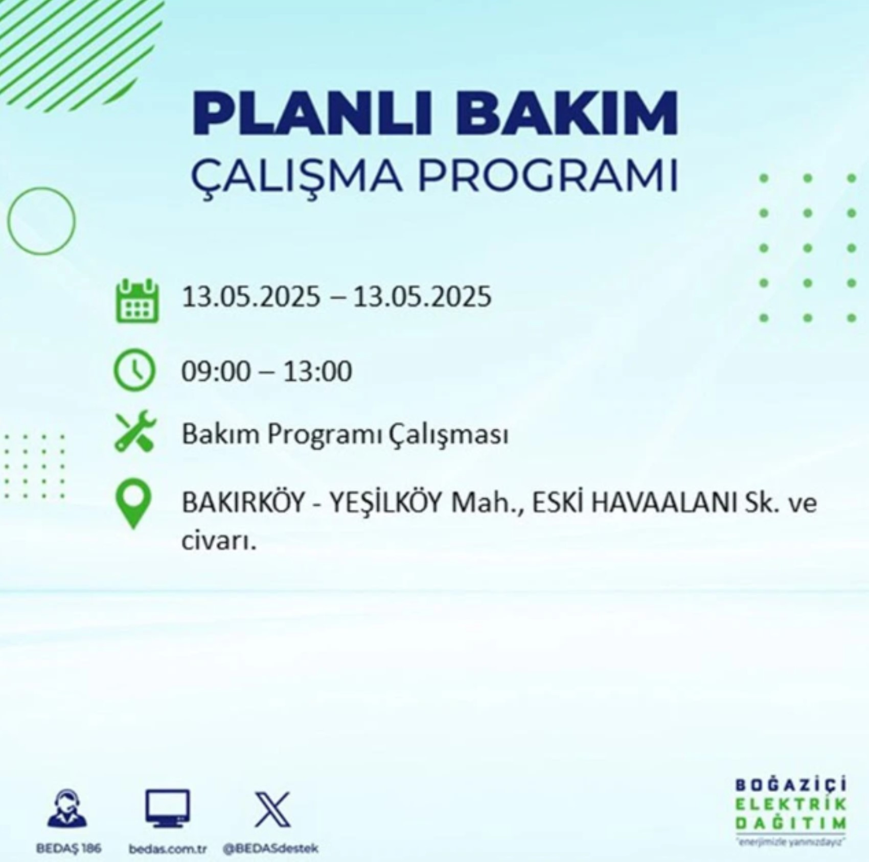 BEDAŞ paylaştı: İstanbul'da 13 Mayıs Salı günü elektrik kesintisi yaşanacak ilçeler