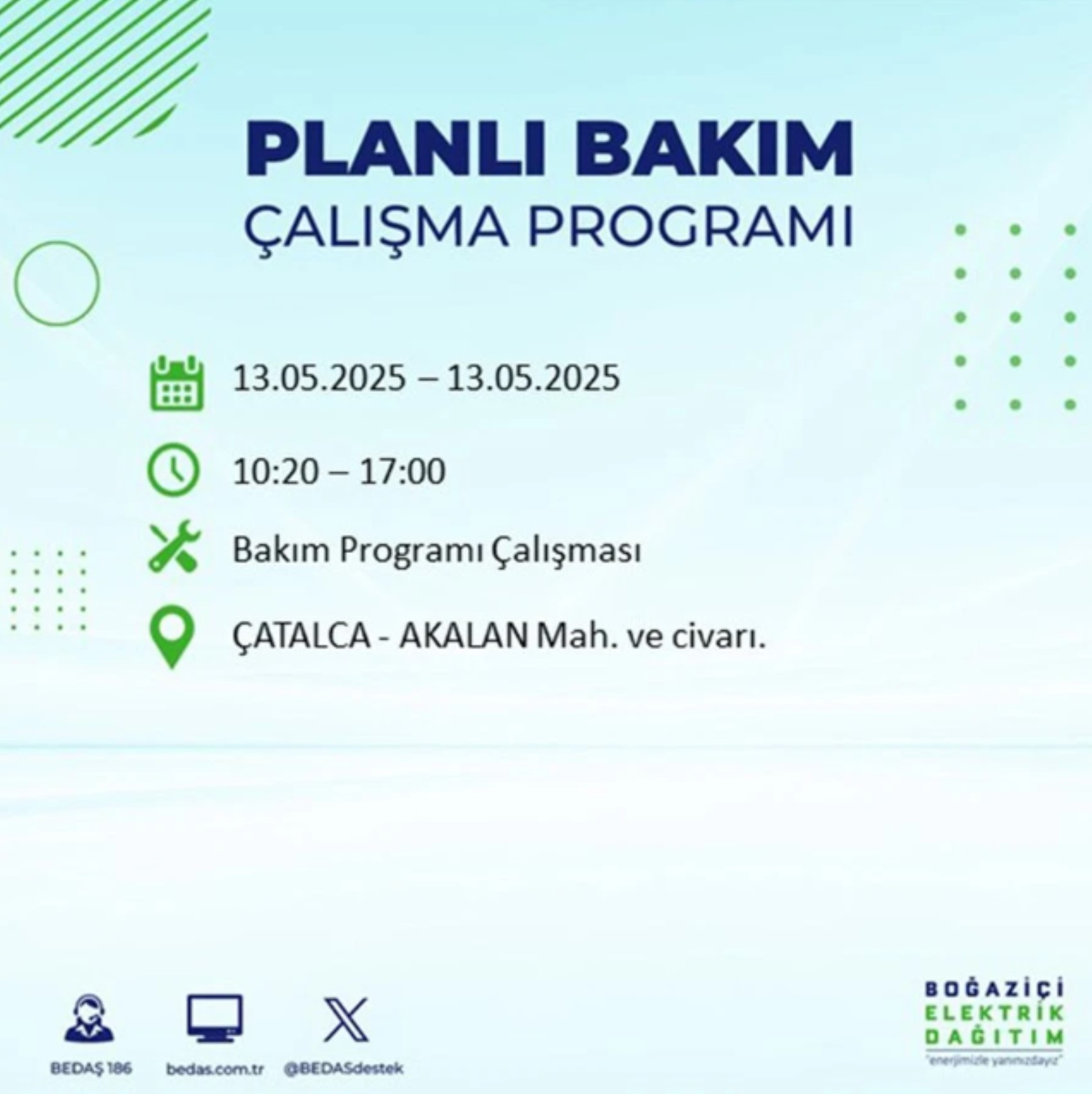 BEDAŞ paylaştı: İstanbul'da 13 Mayıs Salı günü elektrik kesintisi yaşanacak ilçeler