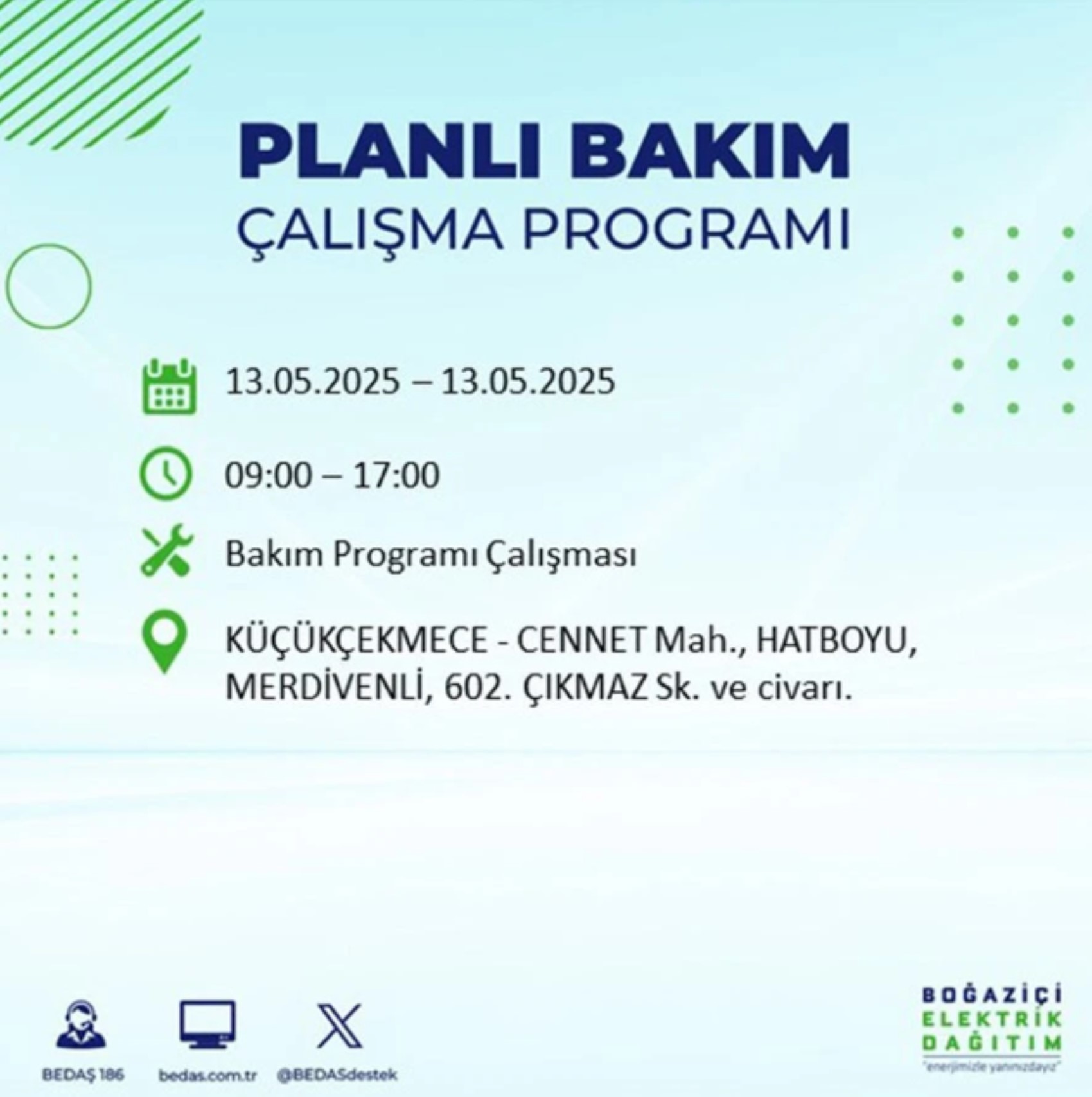 BEDAŞ paylaştı: İstanbul'da 13 Mayıs Salı günü elektrik kesintisi yaşanacak ilçeler