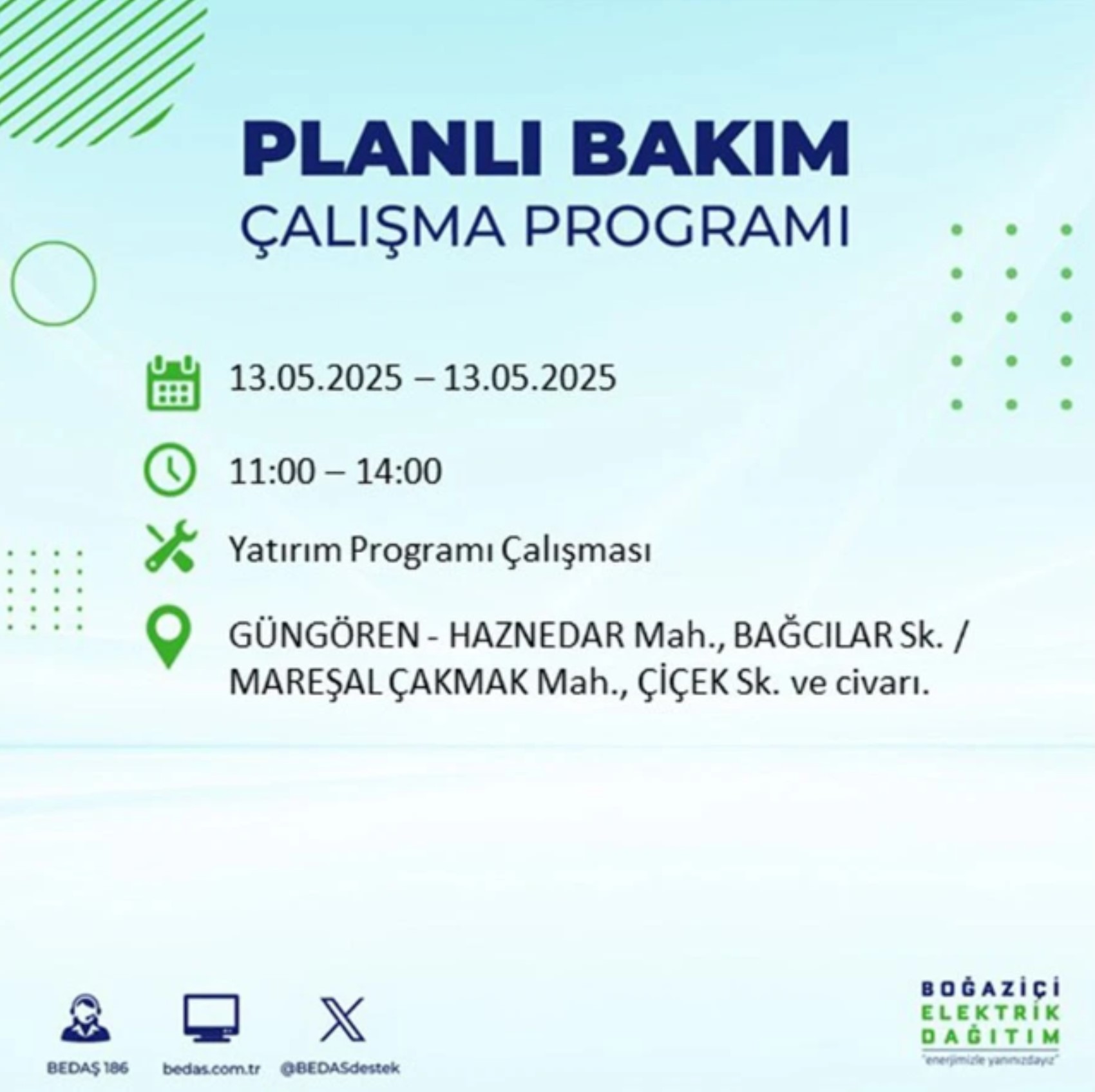 BEDAŞ paylaştı: İstanbul'da 13 Mayıs Salı günü elektrik kesintisi yaşanacak ilçeler