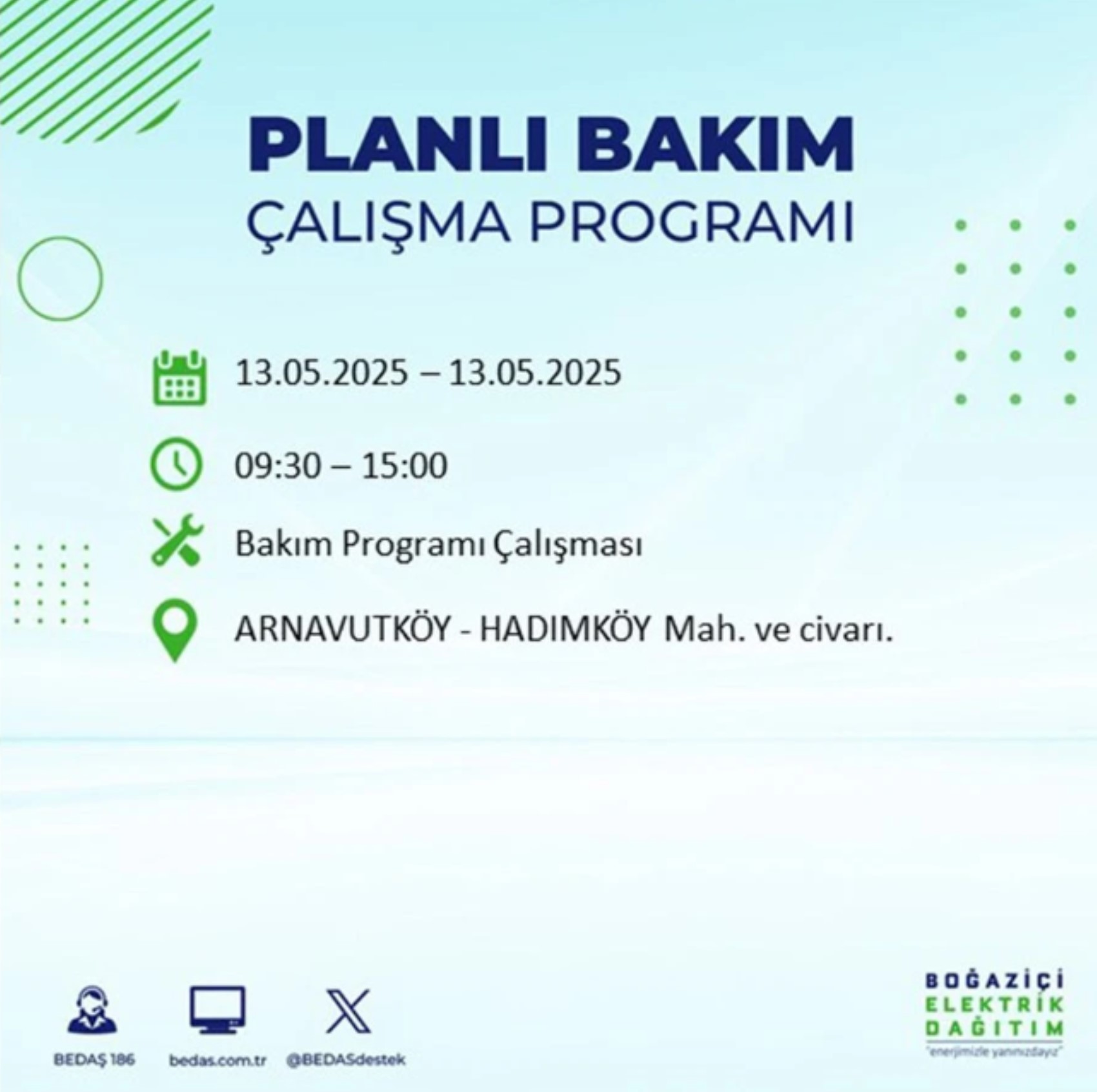 BEDAŞ paylaştı: İstanbul'da 13 Mayıs Salı günü elektrik kesintisi yaşanacak ilçeler