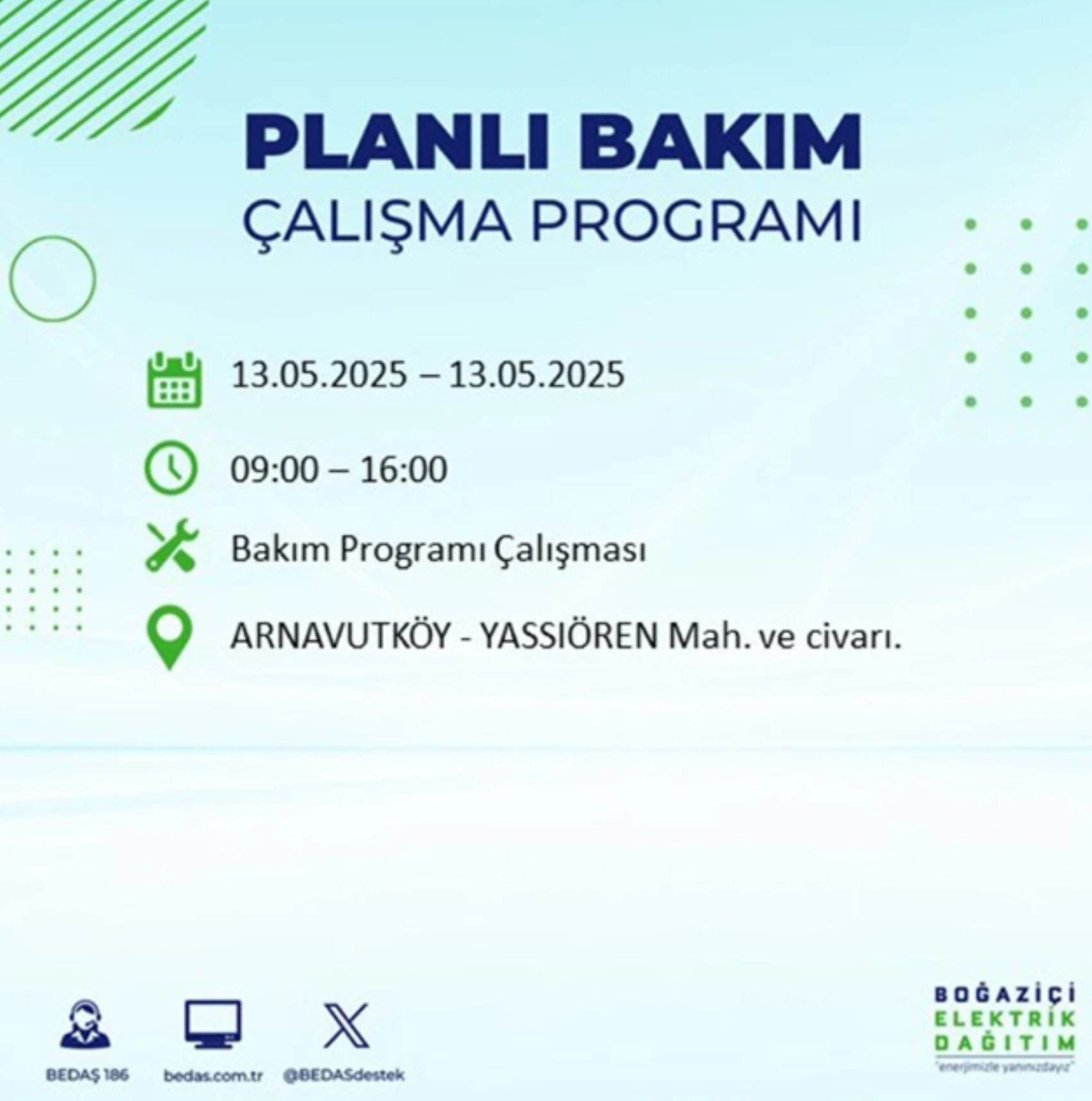 BEDAŞ paylaştı: İstanbul'da 13 Mayıs Salı günü elektrik kesintisi yaşanacak ilçeler
