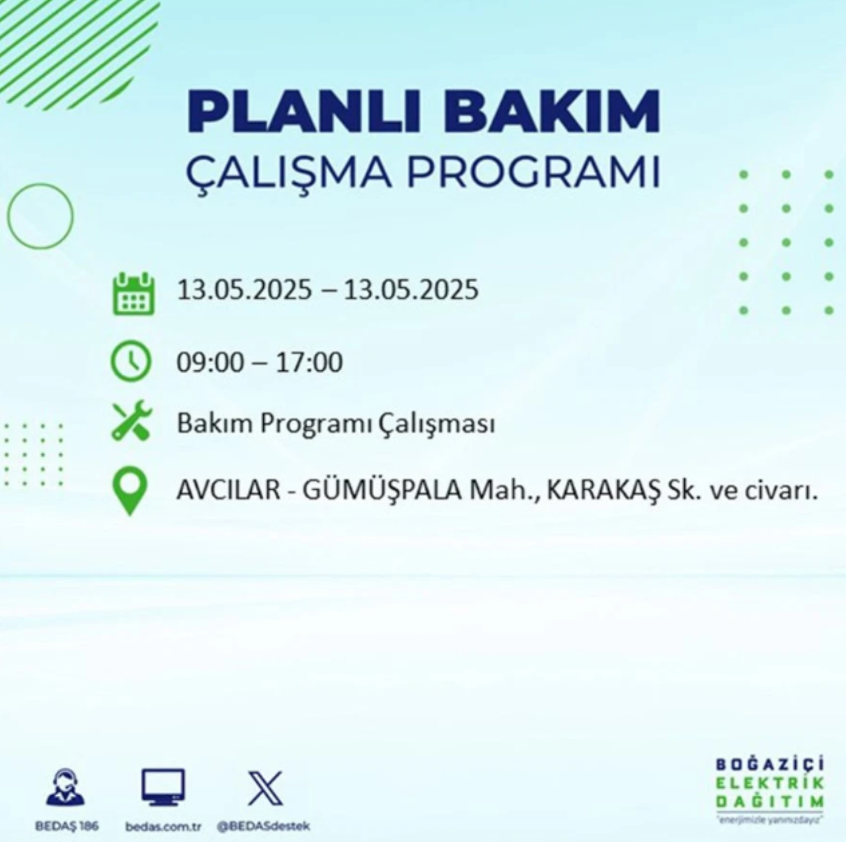 BEDAŞ paylaştı: İstanbul'da 13 Mayıs Salı günü elektrik kesintisi yaşanacak ilçeler