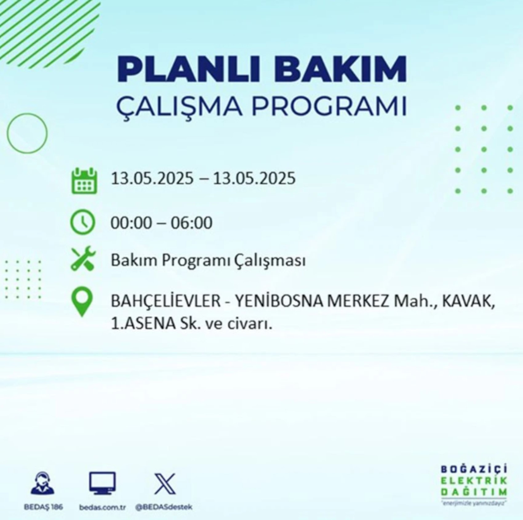 BEDAŞ paylaştı: İstanbul'da 13 Mayıs Salı günü elektrik kesintisi yaşanacak ilçeler