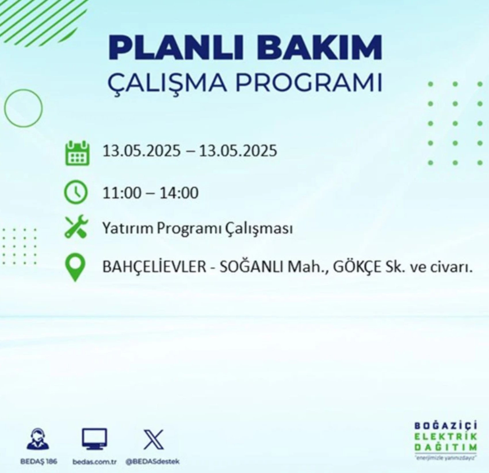 BEDAŞ paylaştı: İstanbul'da 13 Mayıs Salı günü elektrik kesintisi yaşanacak ilçeler