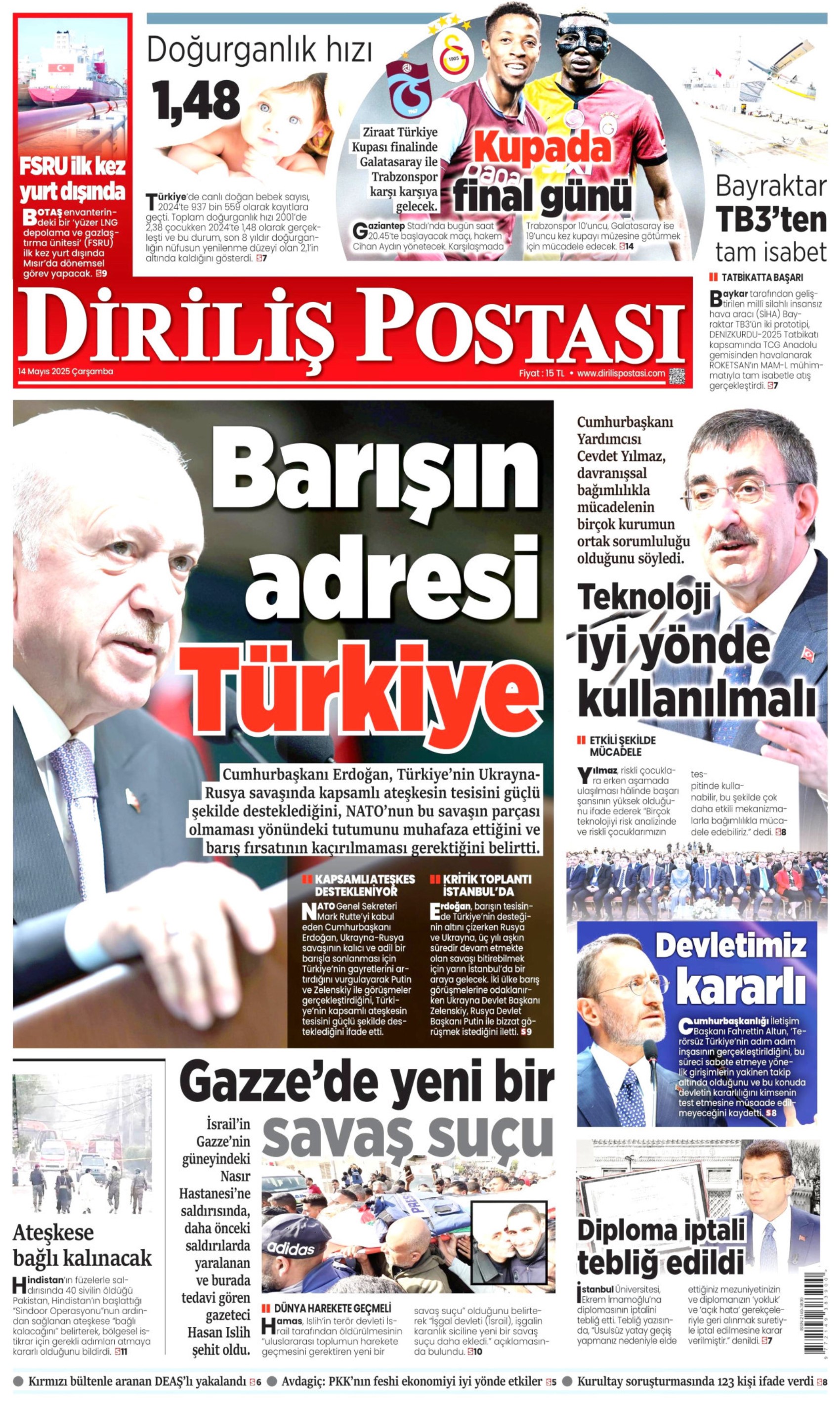 14 Mayıs 2025 gazete manşetleri