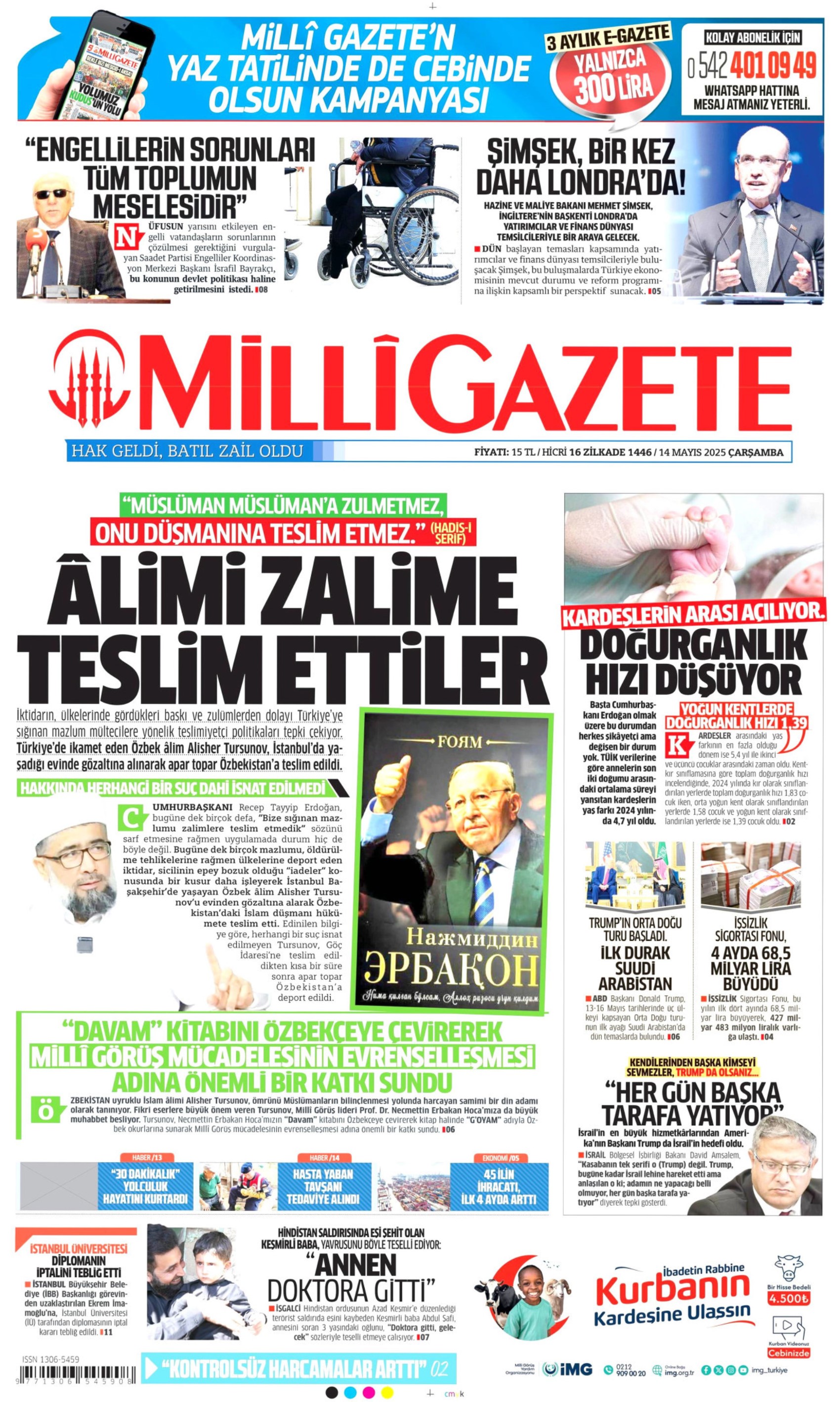 14 Mayıs 2025 gazete manşetleri