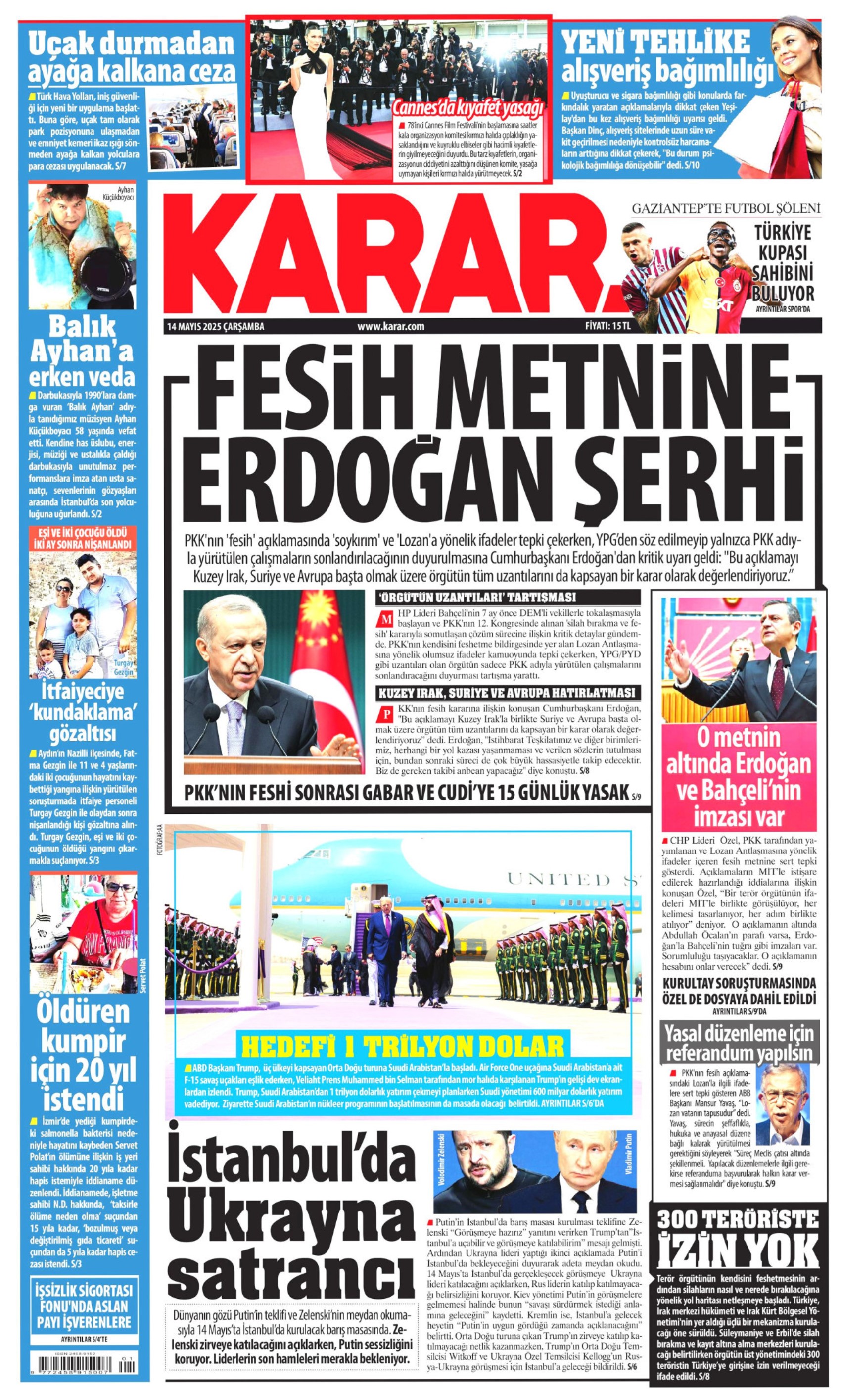 14 Mayıs 2025 gazete manşetleri