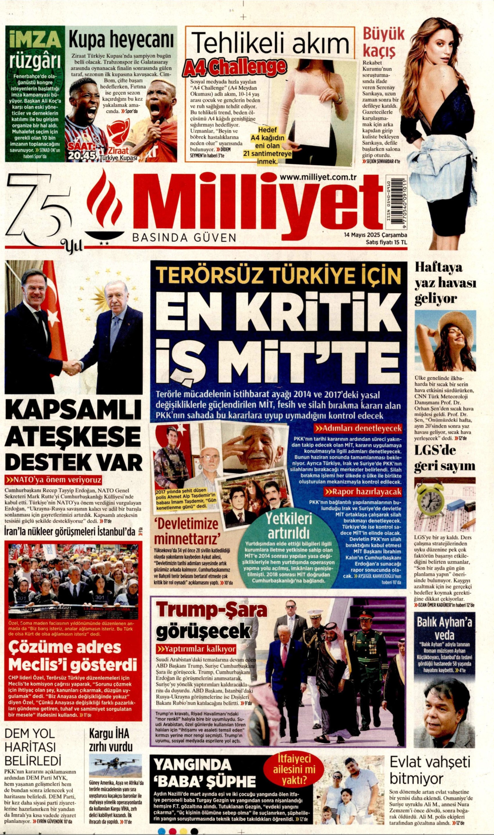 14 Mayıs 2025 gazete manşetleri
