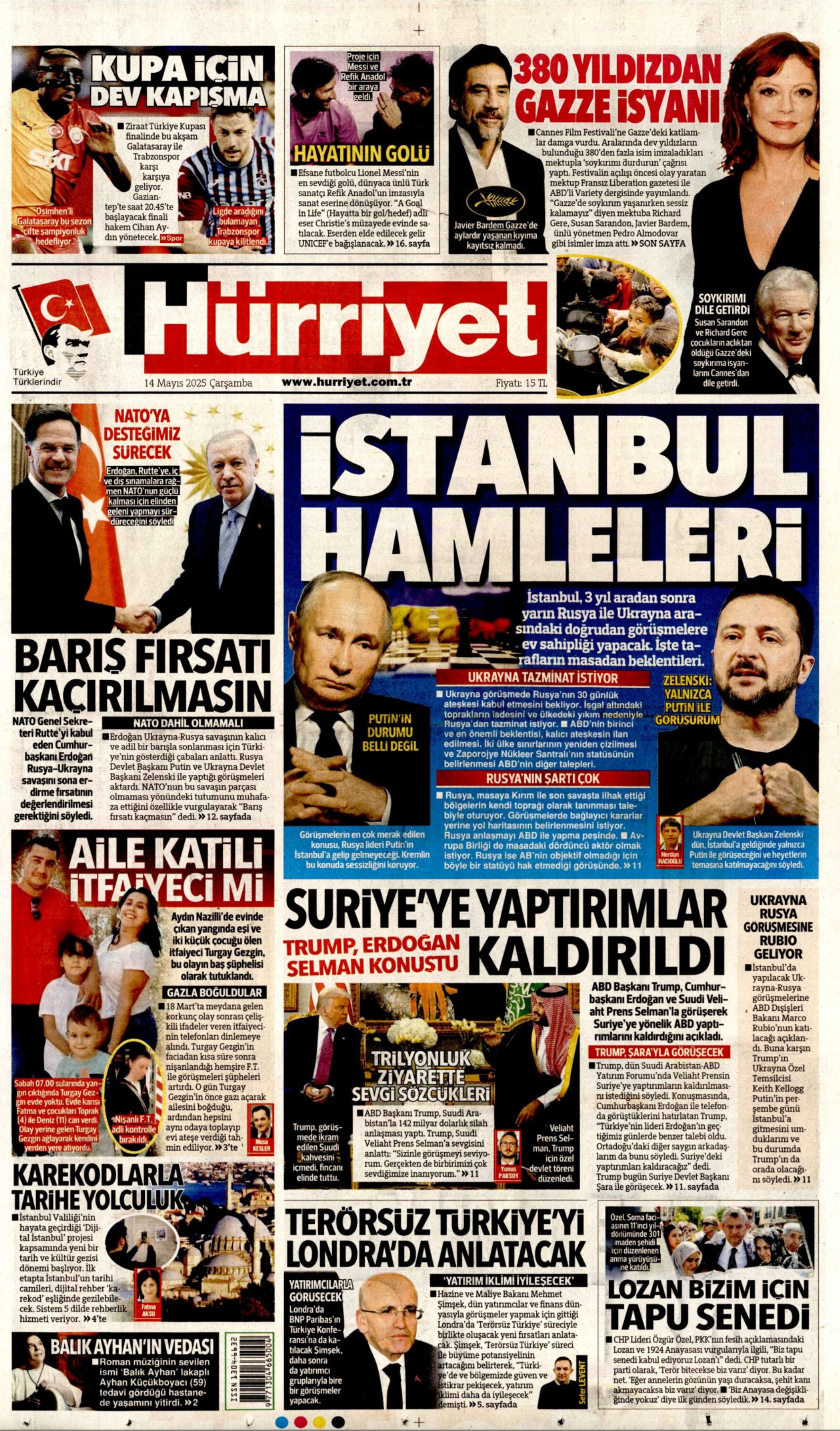 14 Mayıs 2025 gazete manşetleri