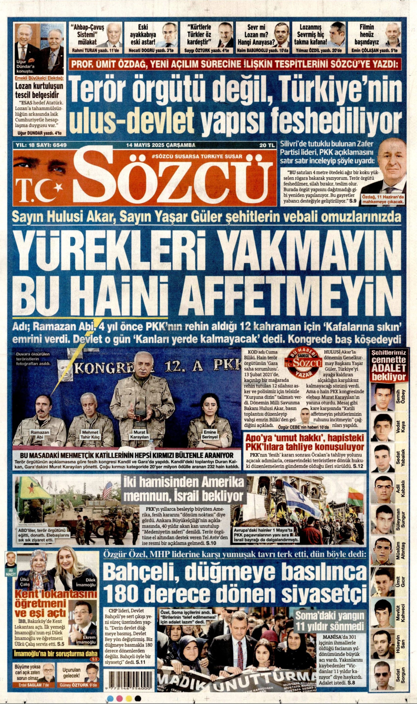 14 Mayıs 2025 gazete manşetleri