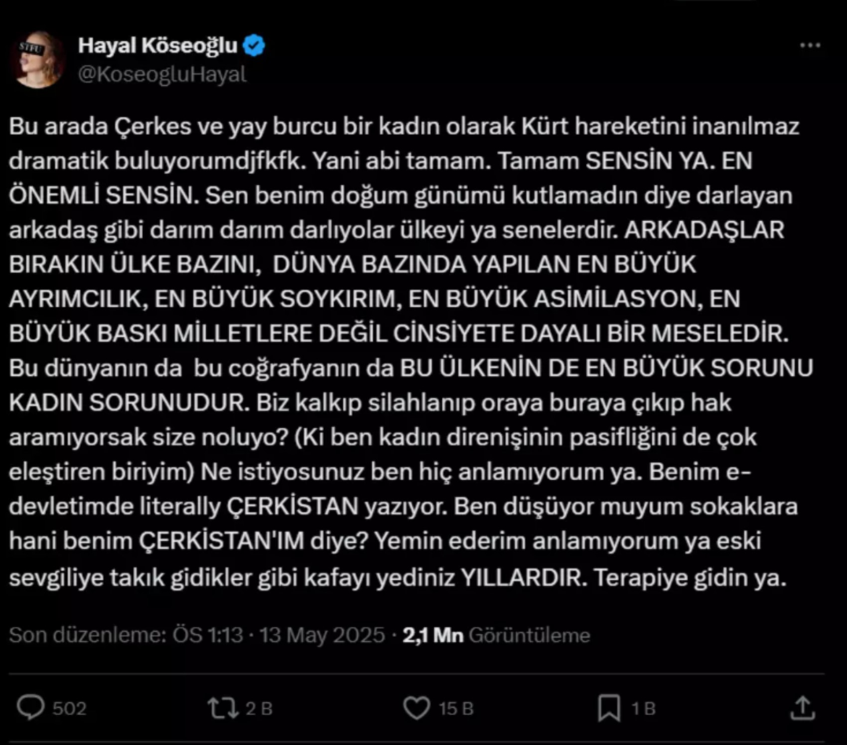Hayal Köseoğlu’nun PKK yorumu sosyal medyayı ikiye böldü! 'Biz silahlanıp...'