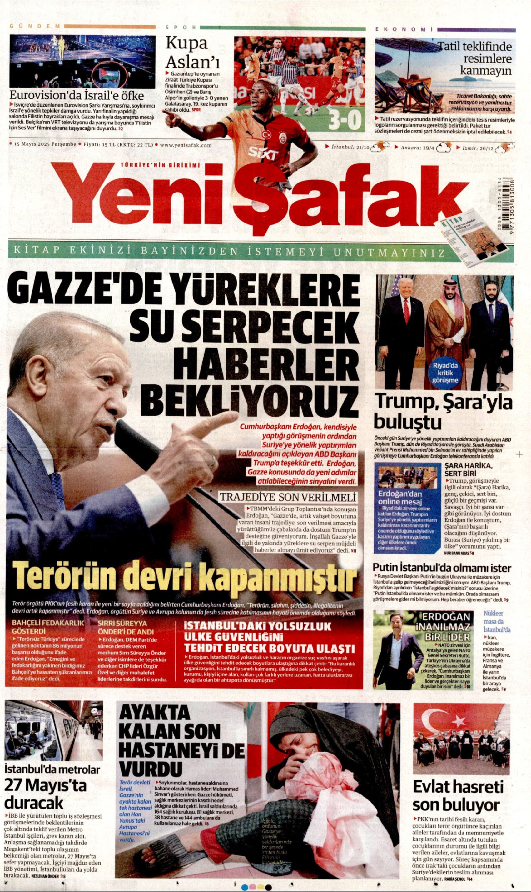 15 Mayıs 2025 gazete manşetleri