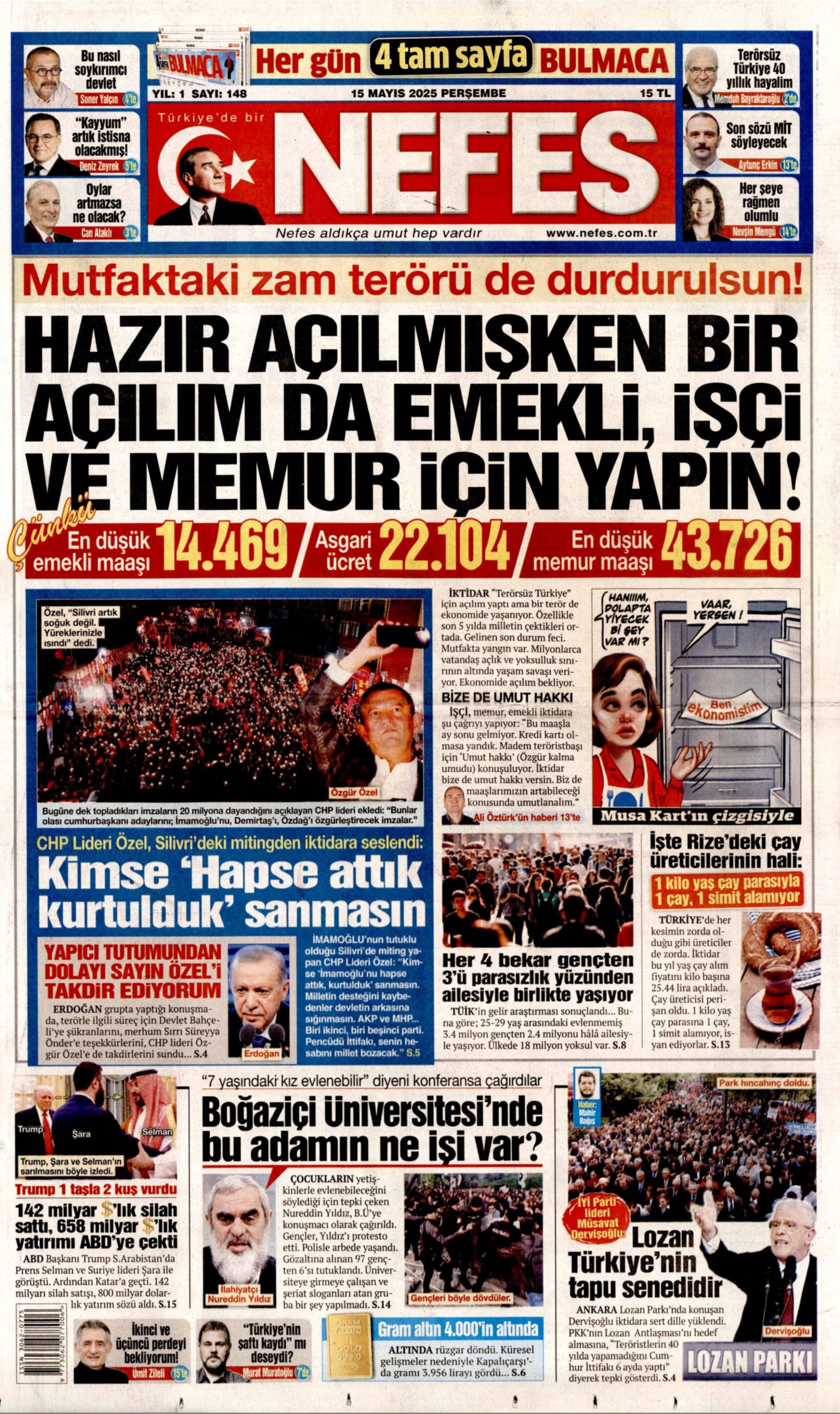 15 Mayıs 2025 gazete manşetleri