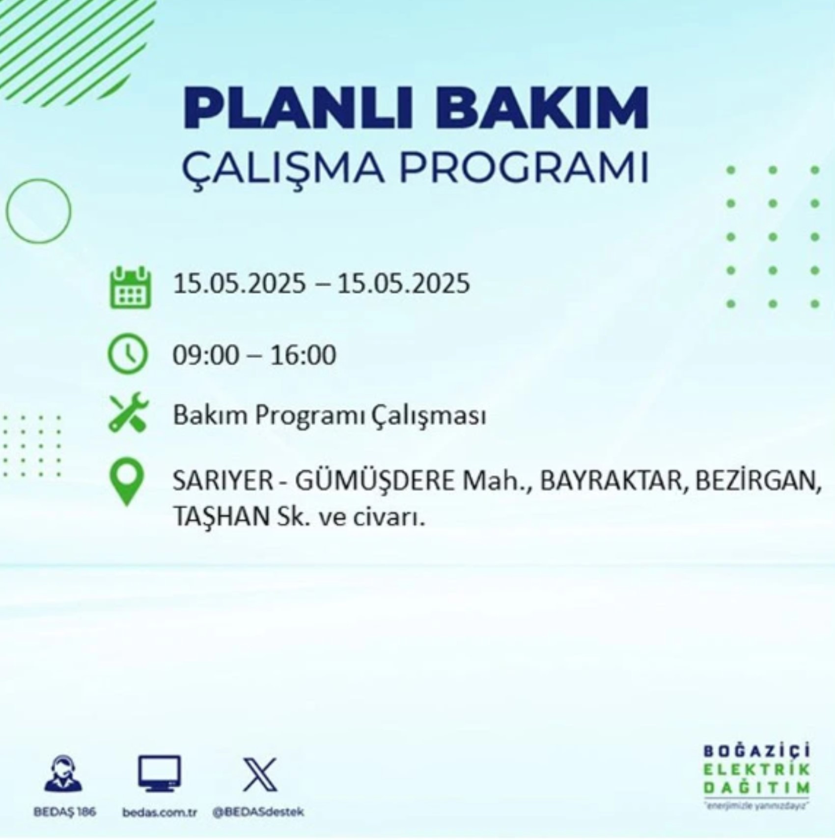 BEDAŞ paylaştı: İstanbul'da 15 Mayıs Perşembe günü elektrik kesintisi yaşanacak ilçeler