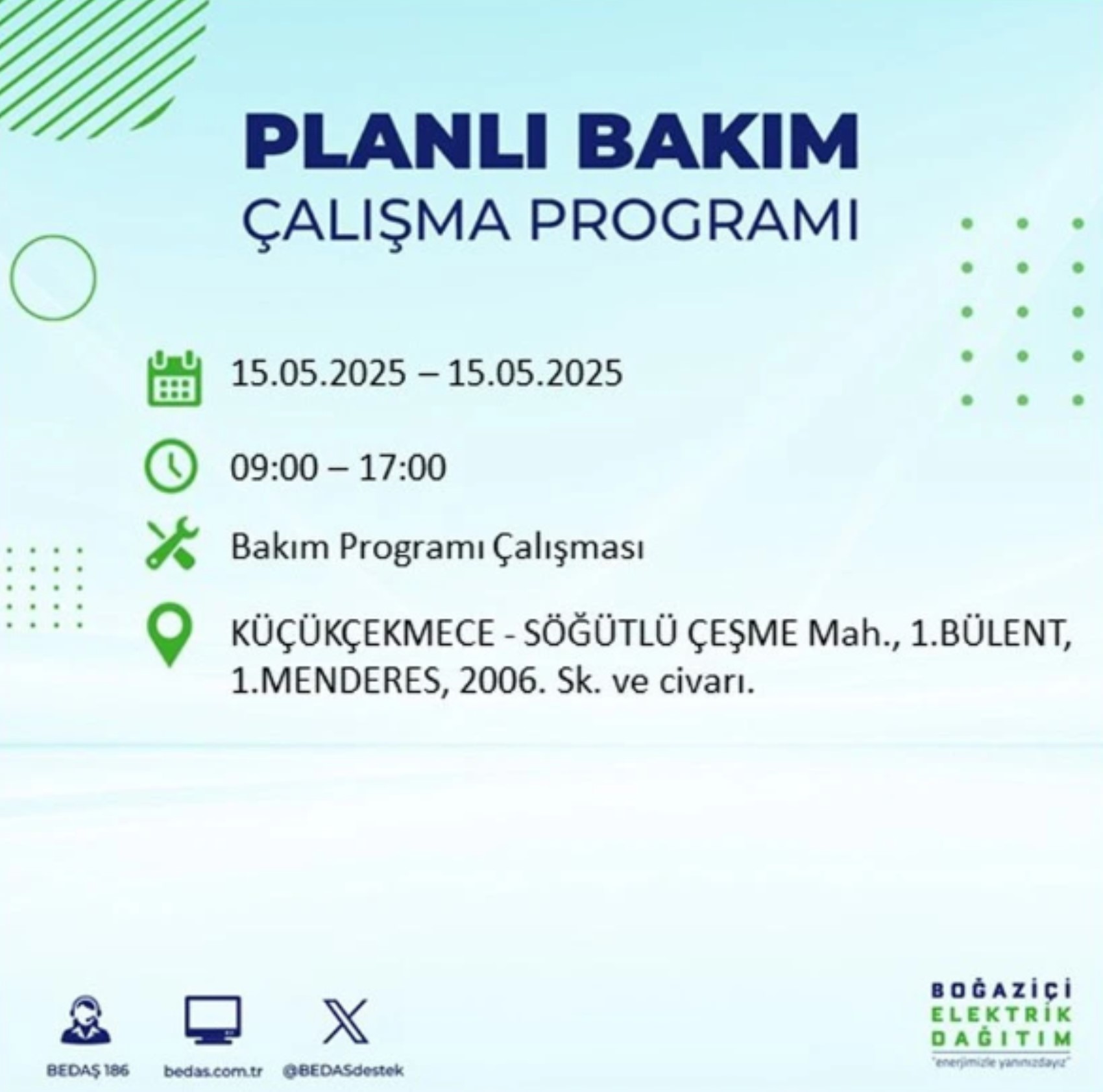 BEDAŞ paylaştı: İstanbul'da 15 Mayıs Perşembe günü elektrik kesintisi yaşanacak ilçeler