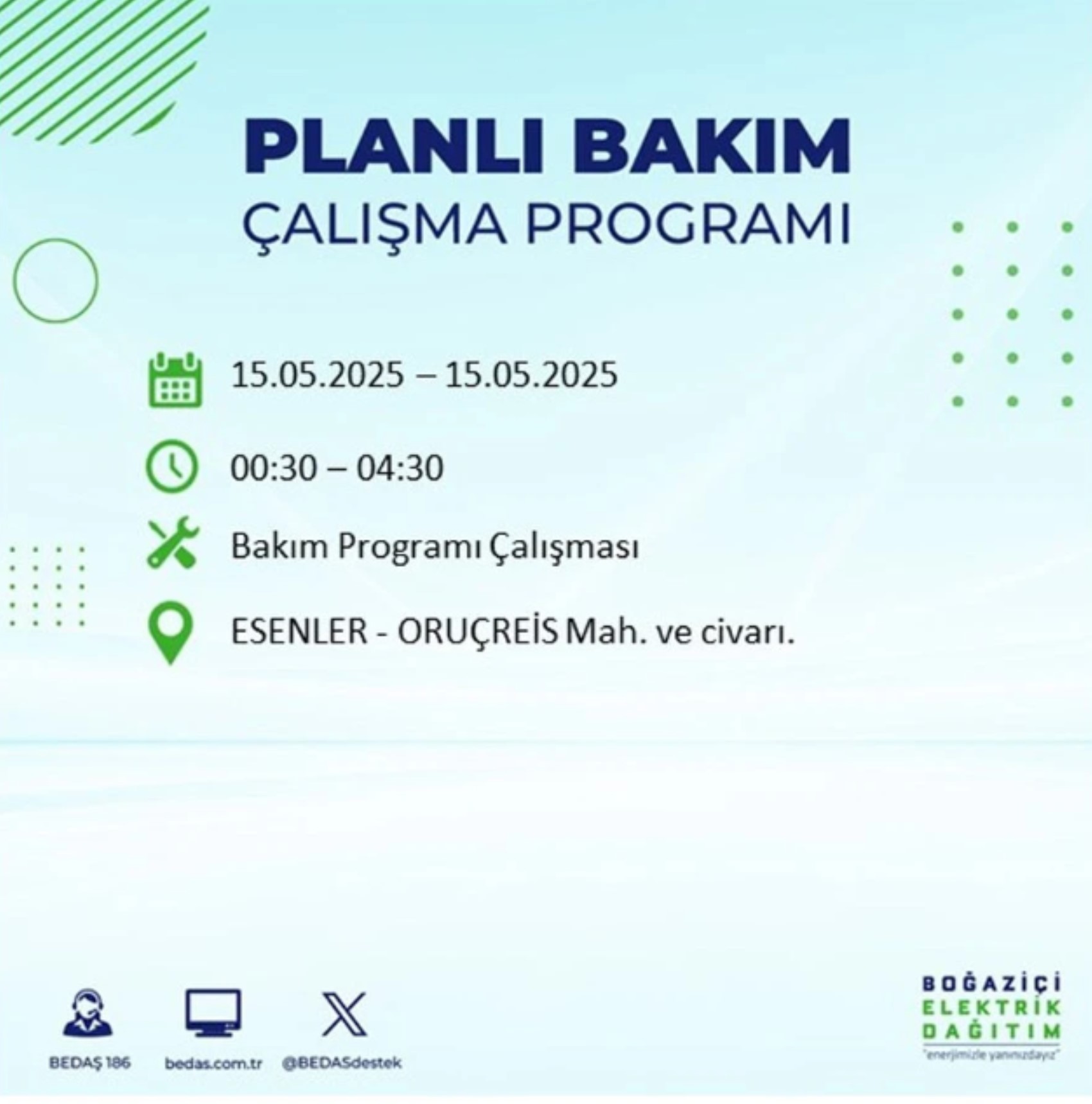 BEDAŞ paylaştı: İstanbul'da 15 Mayıs Perşembe günü elektrik kesintisi yaşanacak ilçeler