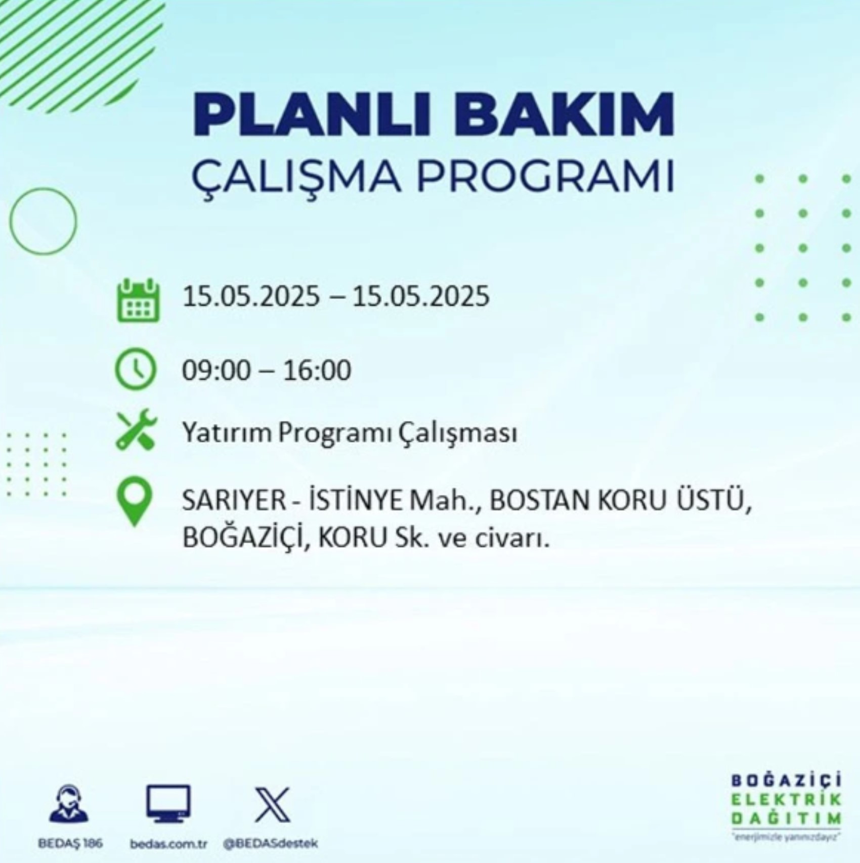 BEDAŞ paylaştı: İstanbul'da 15 Mayıs Perşembe günü elektrik kesintisi yaşanacak ilçeler