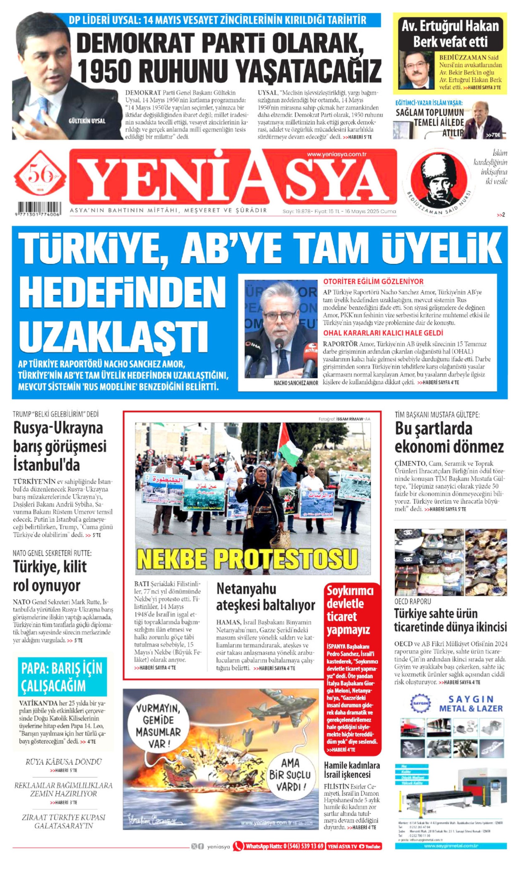 16 Mayıs 2025 gazete manşetleri: Yeni kayyum modeli geliyor