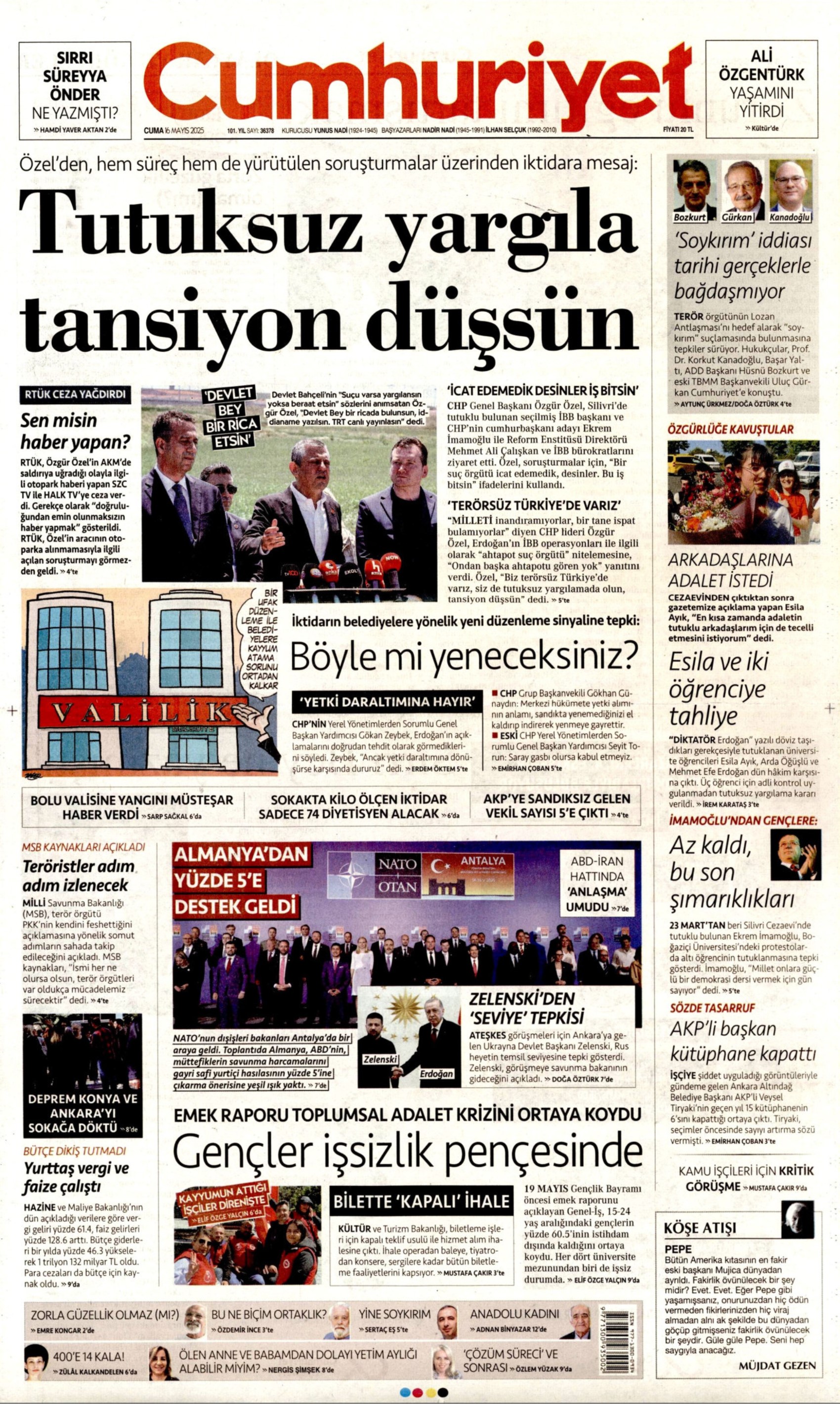 16 Mayıs 2025 gazete manşetleri: Yeni kayyum modeli geliyor
