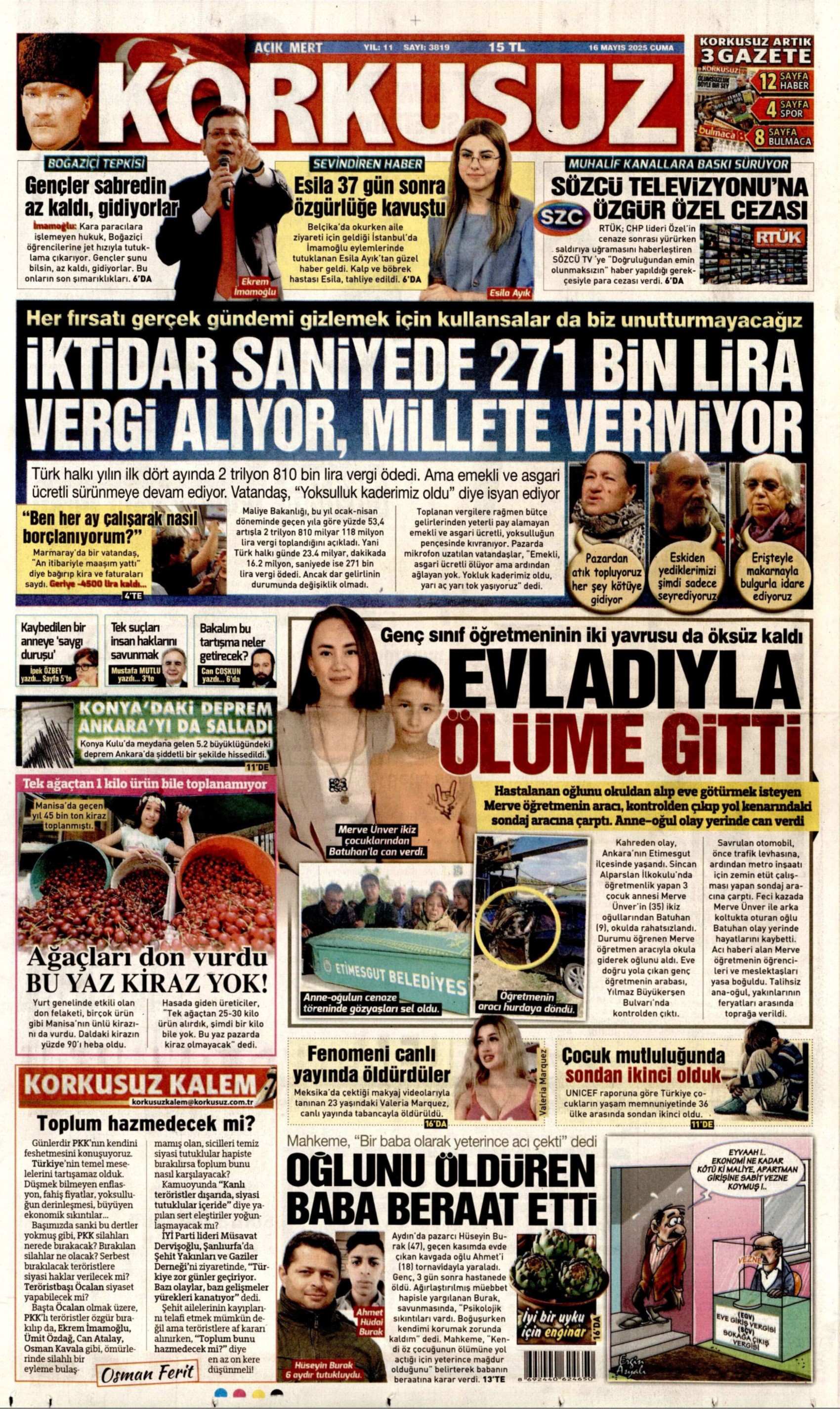 16 Mayıs 2025 gazete manşetleri: Yeni kayyum modeli geliyor
