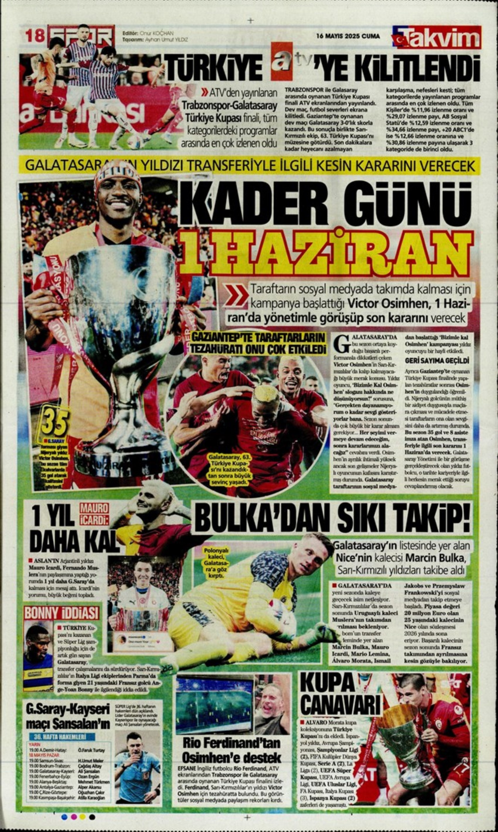 Sporda günün manşetleri... Osimhen Gaziantep dönüşü müjdeyi verdi: Galatasaray'ın çılgın planı!