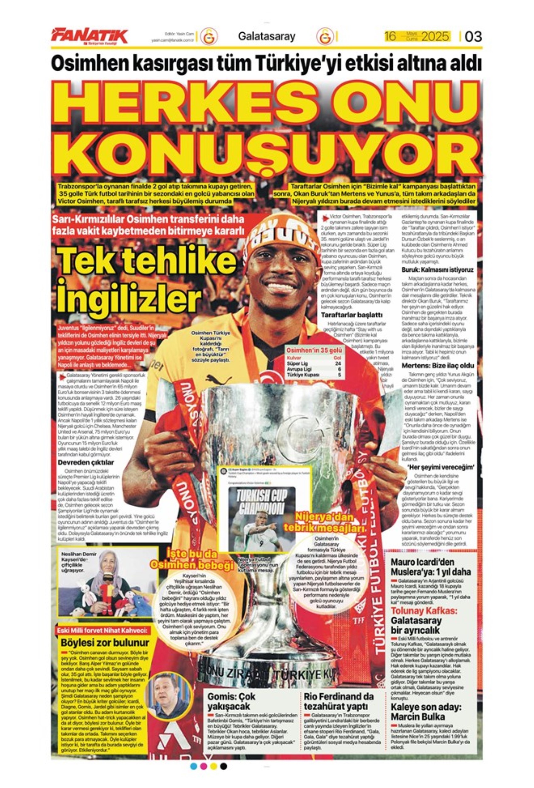 Sporda günün manşetleri... Osimhen Gaziantep dönüşü müjdeyi verdi: Galatasaray'ın çılgın planı!