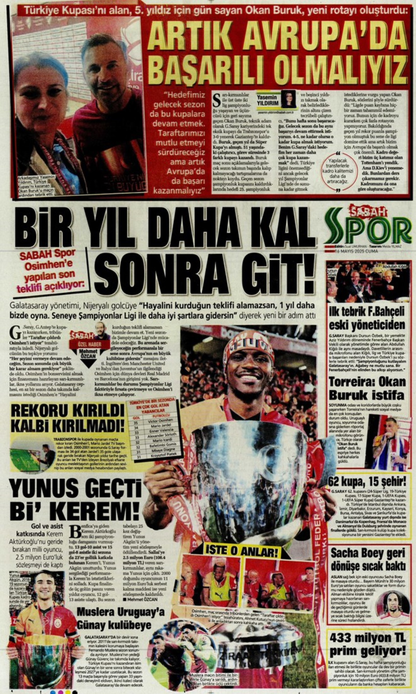 Sporda günün manşetleri... Osimhen Gaziantep dönüşü müjdeyi verdi: Galatasaray'ın çılgın planı!
