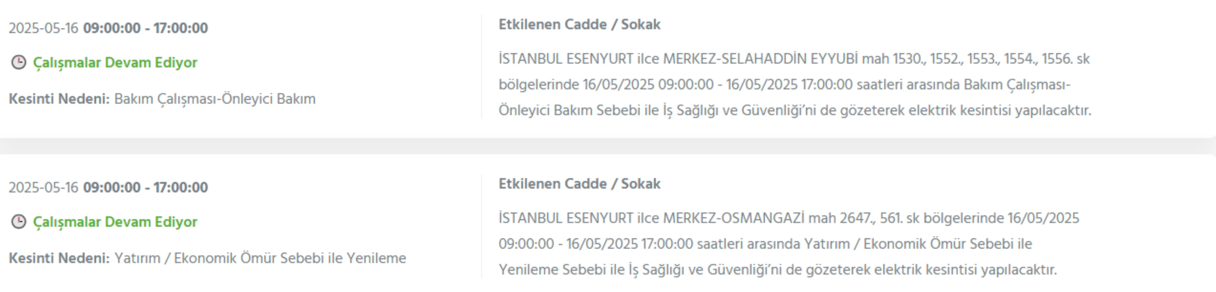 BEDAŞ paylaştı: İstanbul'da 16 Mayıs Cuma günü elektrik kesintisi yaşanacak ilçeler